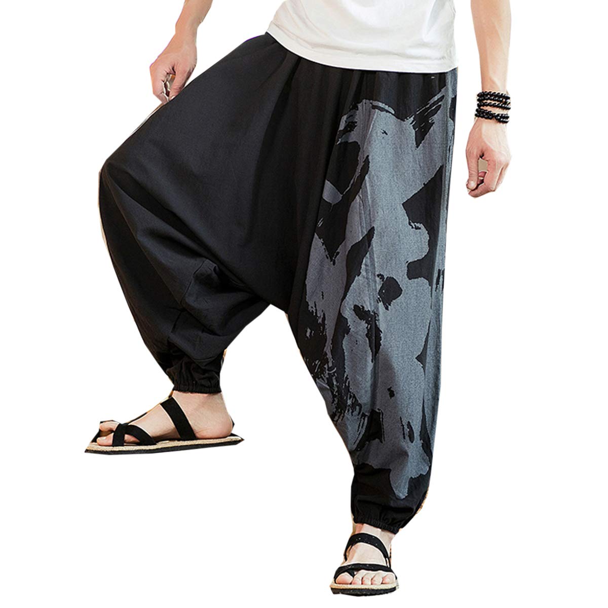 Seidarise Men's Harem Pants - Drop Crotch Lounge Pants, Plus Size Genie Joggers & Balloon Yoga Pants for Men | Comfortable Loungewear for Home, Meditation & Streetwear Fashion
