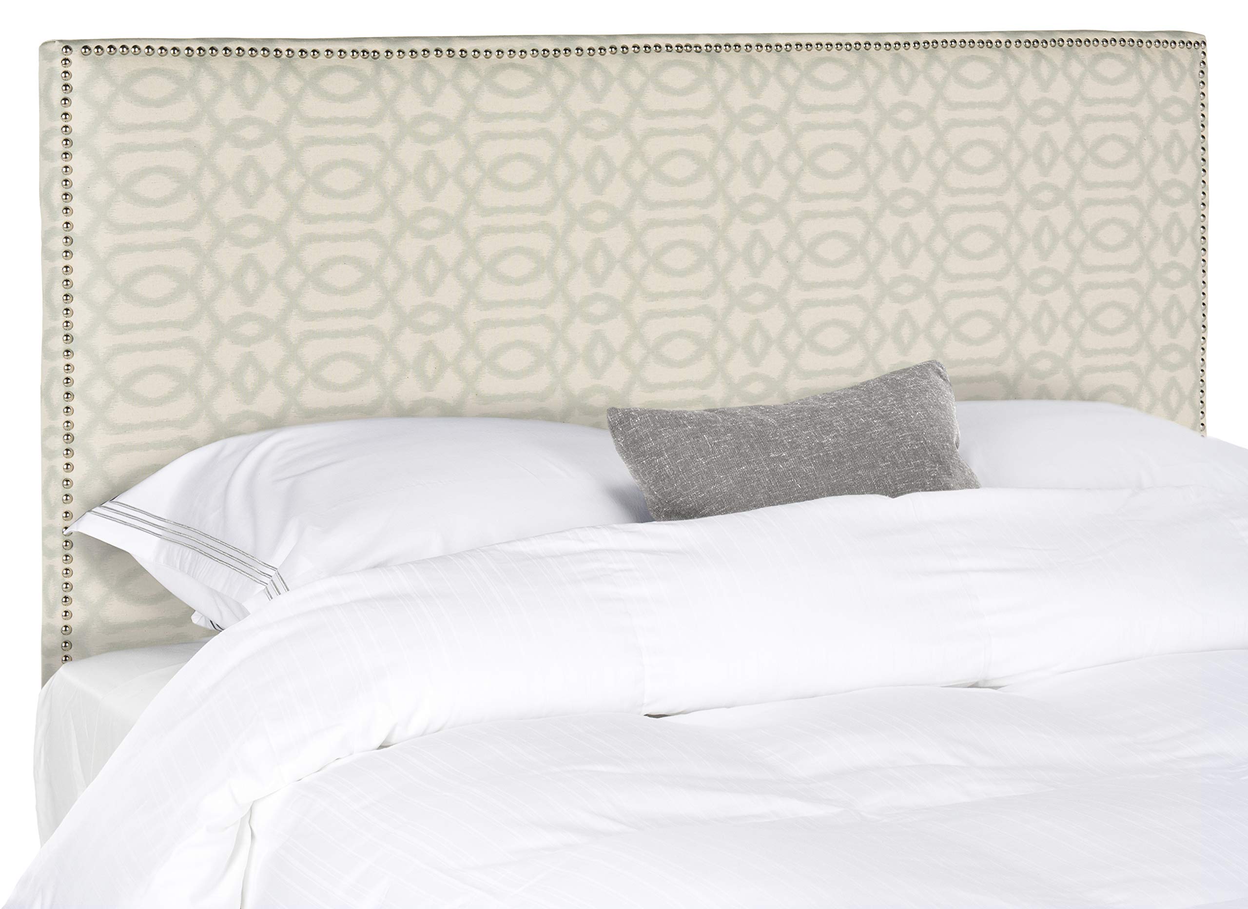 Safavieh Upholstered Queen Size Headboard in Wheat & Pale Blue - Elegant Bedroom Decor for Master or Guest Room
