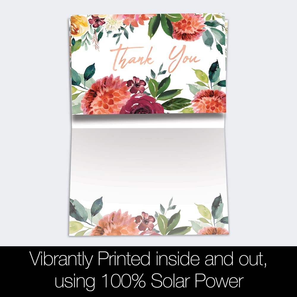 Eco-Friendly Thank You Cards Set - 12 Artful Autumn Floral Wedding Designs with White Envelopes | 4
