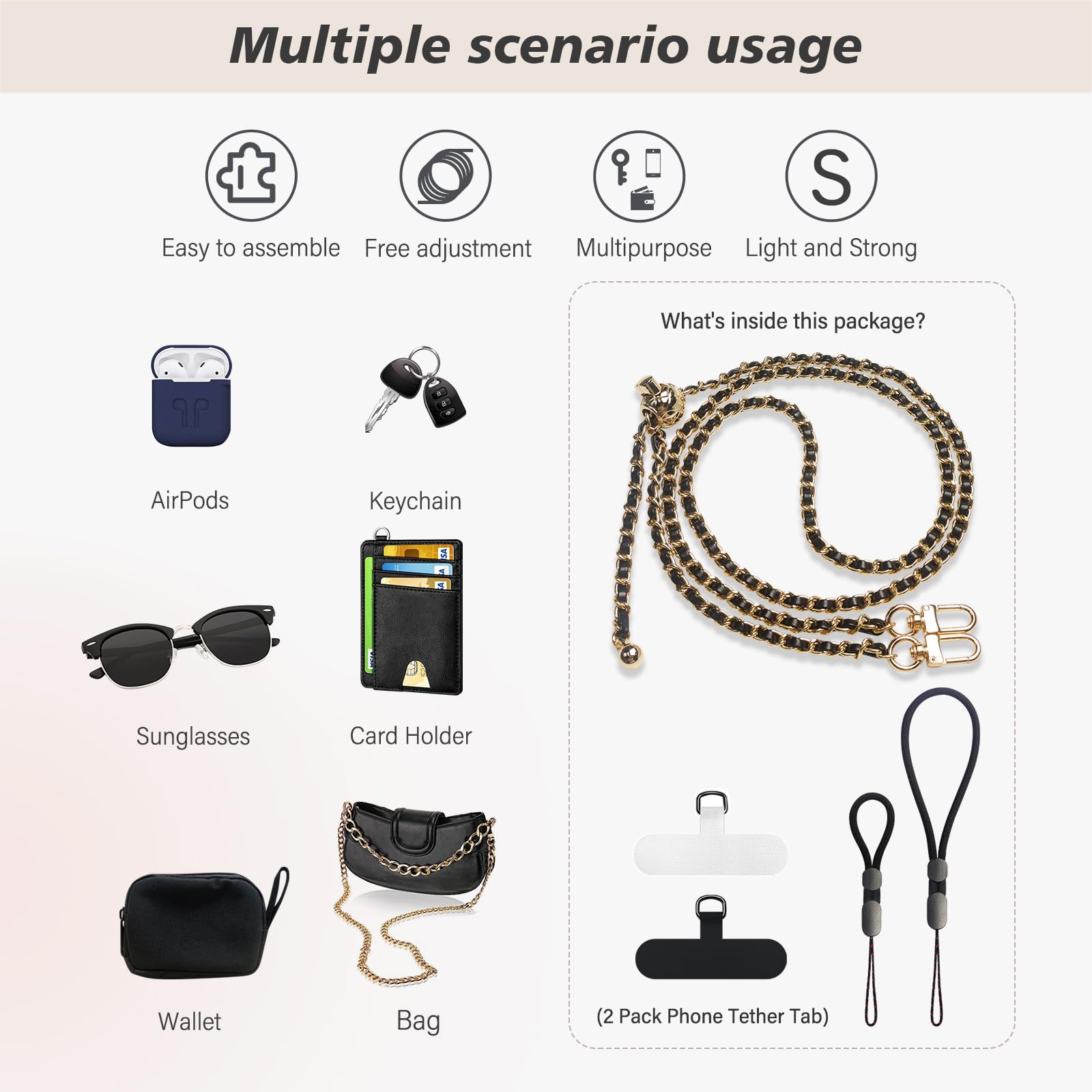 Universal Crossbody Phone Lanyard Strap - Adjustable Anti-Theft Phone Holder Compatible with Most Smartphones (Black) | Perfect for Travel, Shopping, Concerts & Outdoor Activities