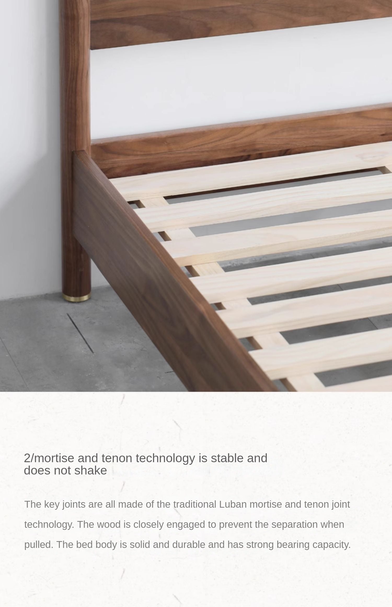 Premium Black Walnut & Ash Solid Wood Bed Frame - Handcrafted Queen/King Size Bed for Modern & Rustic Bedrooms - Perfect for Master Suites, Guest Rooms & Farmhouse Style Homes
