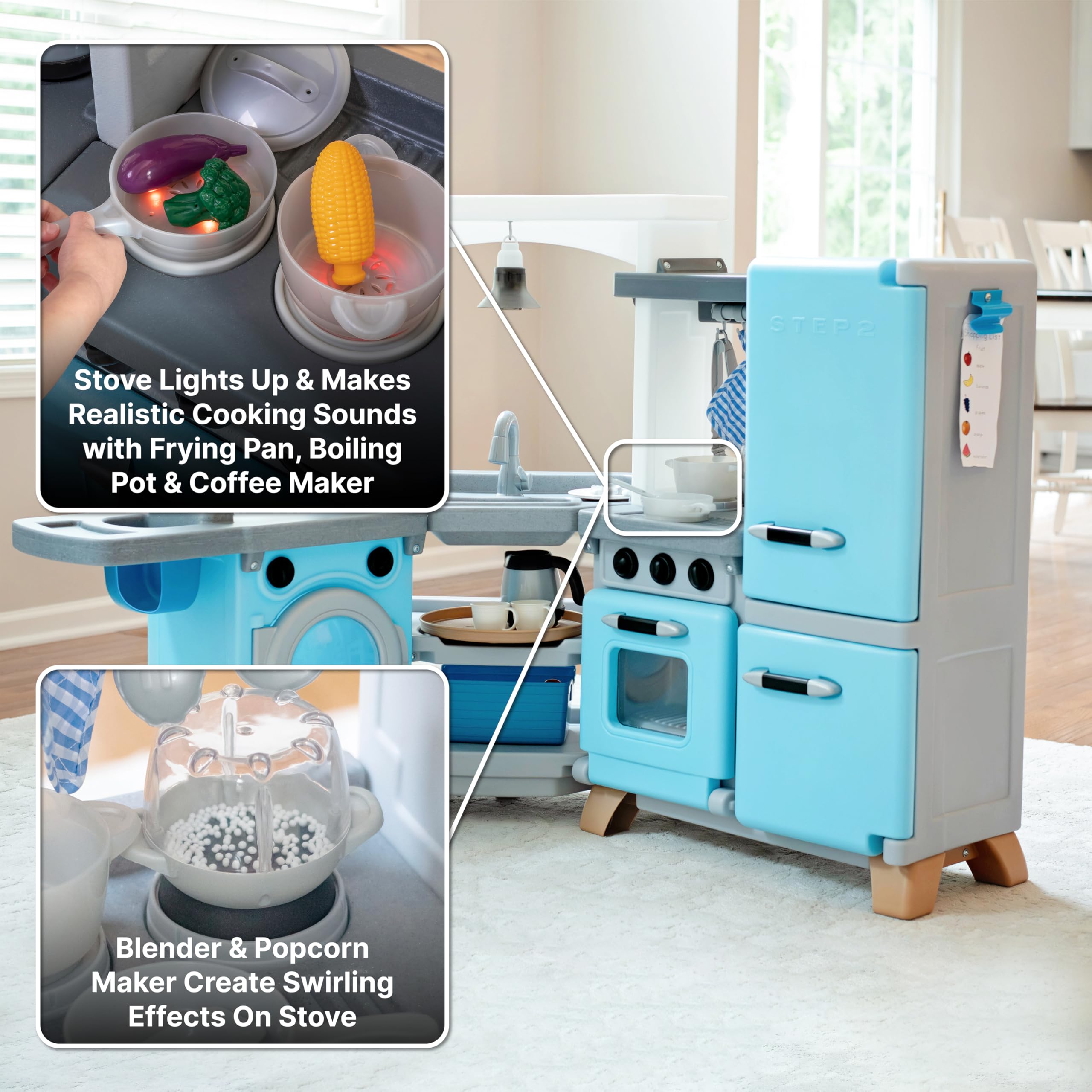 **Step2 Cook & Care Corner Kids Kitchen Playset & Nursery – Interactive Indoor/Outdoor Toy Kitchen with Lights & Sounds – Durable Plastic Play Kitchen for Toddlers Ages 3+ – Includes 29 Accessories – Perfect for Pretend Play & Role-Playing Fun**