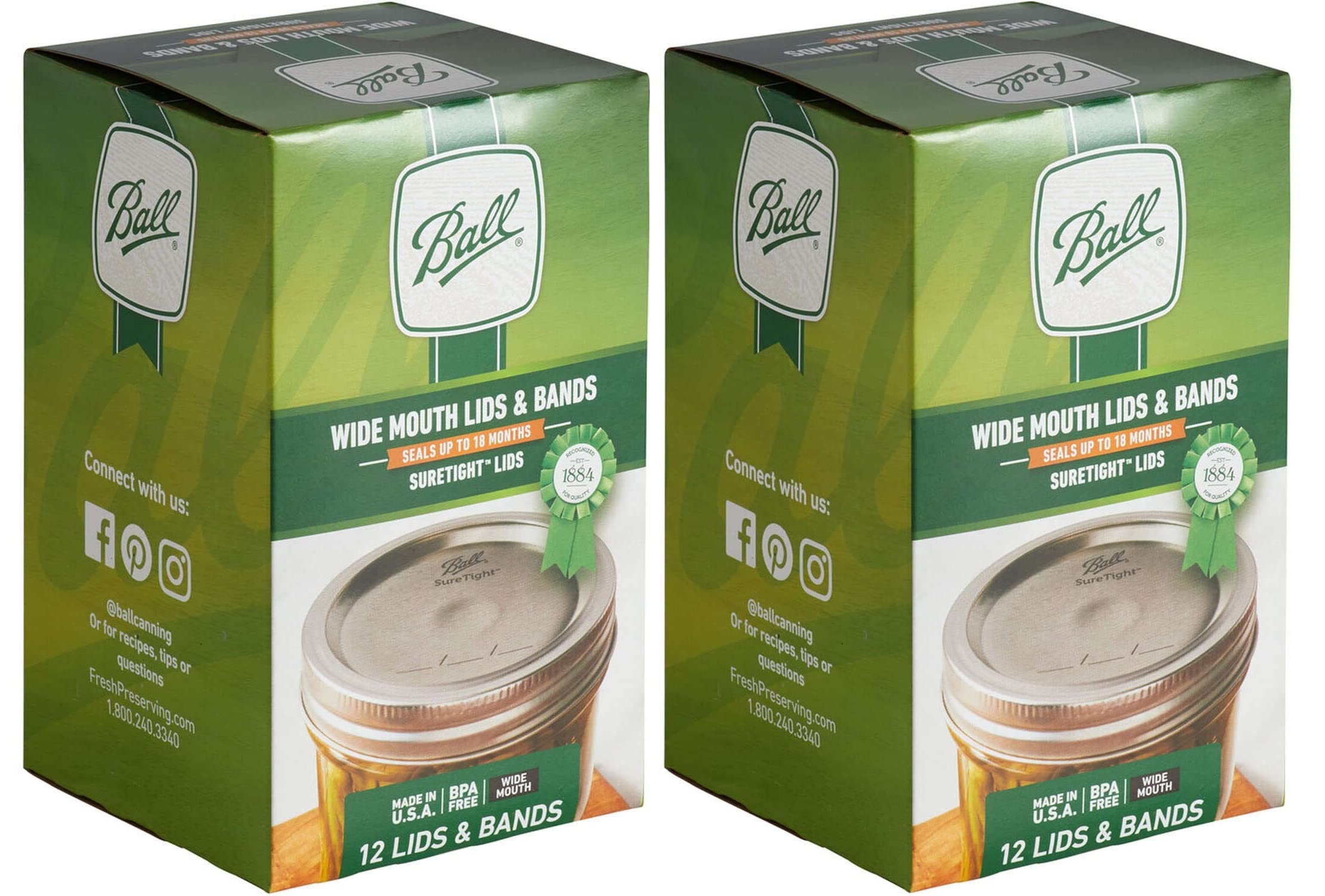 Ball Jars Wide Mouth Lids & Bands 2 Pack (24 Lids and 24 Bands) - Airtight Canning Supplies for Mason Jars, Perfect for Home Canning, Food Storage, Pickling & Preserving Fruits & Vegetables