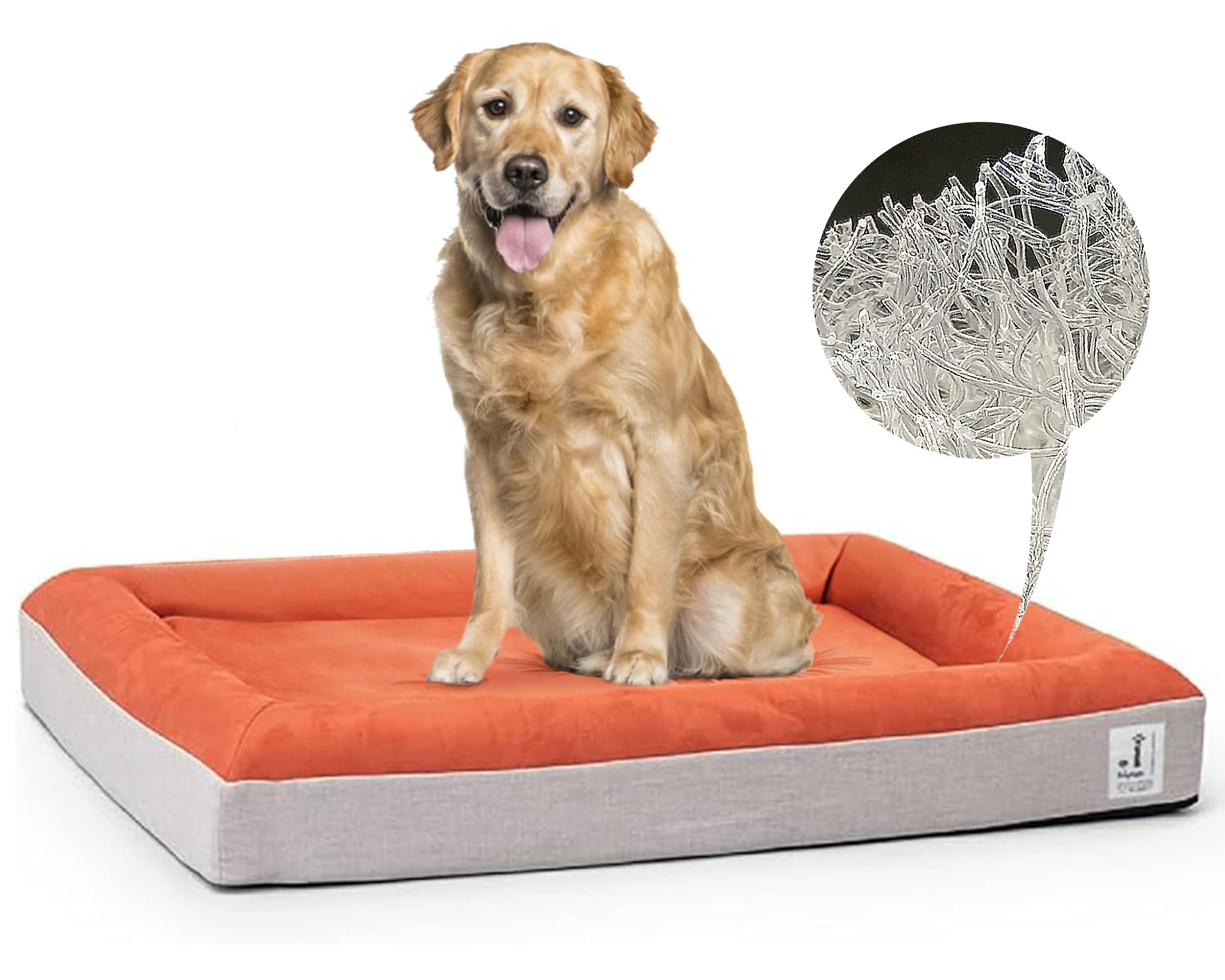 Ibiyaya Orthopedic Dog Bed for Large Dogs - Supportive Memory Foam Pet Sofa with Removable Washable Cover, Waterproof Lining & Non-Slip Bottom - Brick Red - Perfect for Living Room, Bedroom & Pet-Friendly Spaces