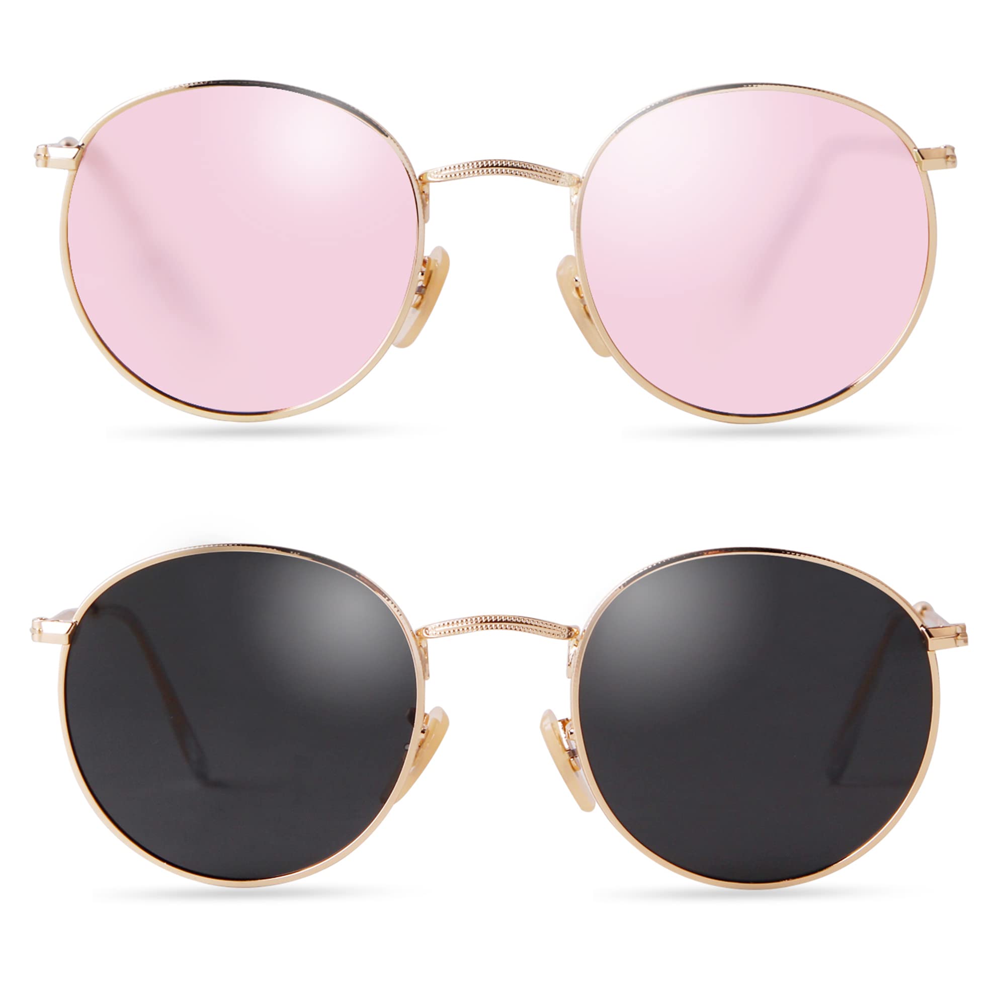 Women's & Men's Round Polarized Sunglasses - UV Protection, Circle Frame for Outdoor Activities, Driving, Beach & Fashion
