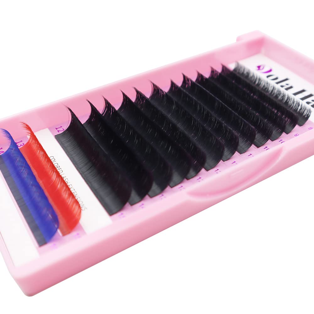 Dolahair Eyelash Extensions - D Curl 0.05mm Thickness, 8-15mm Mixed Lengths, C/CC/D/DD Curl Options for Volume & Self-Fanning Lashes - Professional Lash Trays with Easy Fanning Design (14 Lines + 2 Bonus) - Perfect for Salon, Spa & Home Use