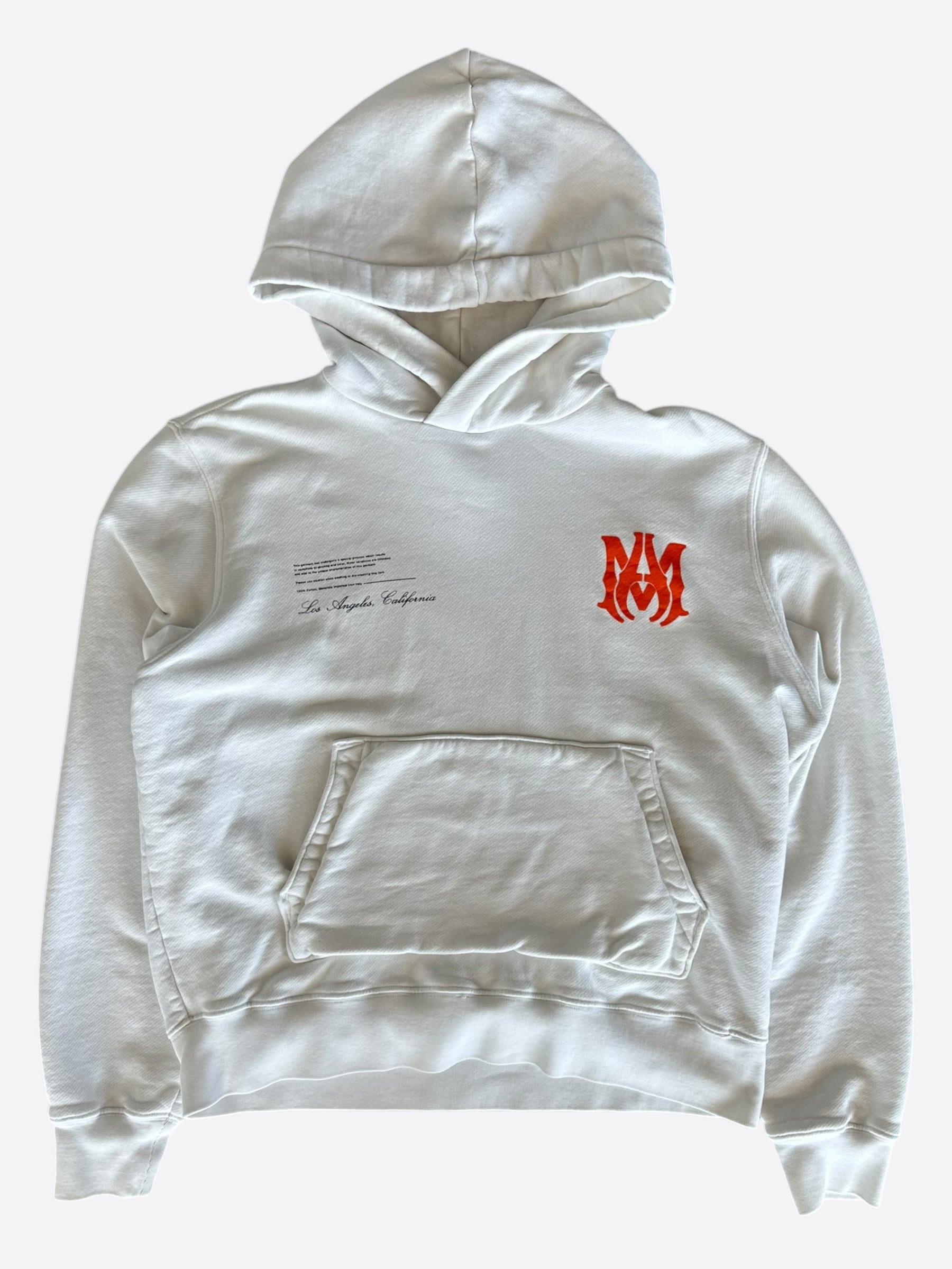 Amiri White & Orange Arts District Logo Hoodie for Men - Stylish Streetwear Pullover for Casual Outfits & Urban Fashion