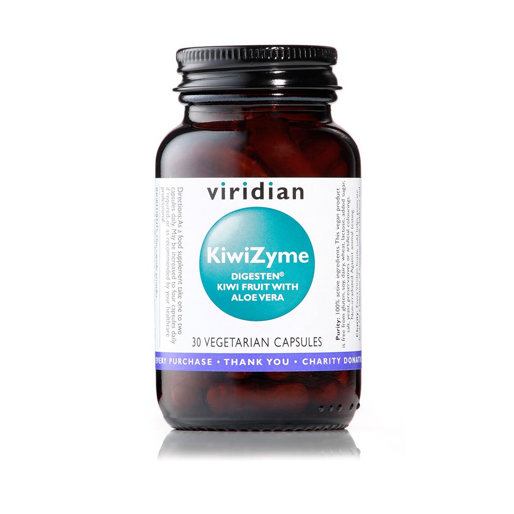 Viridian KiwiZyme Digestive Enzyme Supplement with Kiwi Fruit & Aloe Vera - 30 Vegan Capsules for Gut Health & Digestion Support - Perfect for Bloating Relief & After-Meal Comfort