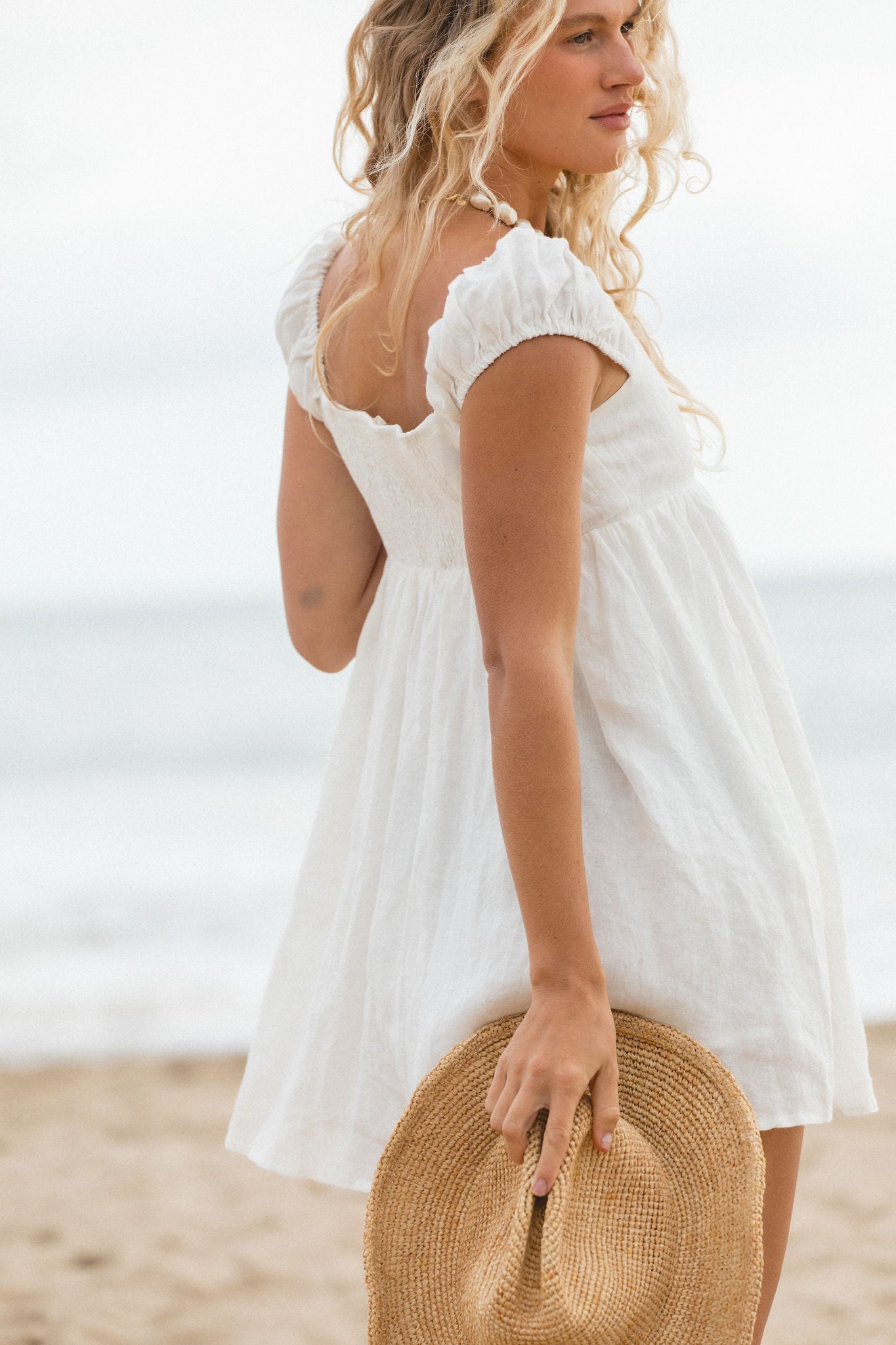 Amalfi Linen Mini Dress - Women's Summer Beach Dress, Casual Boho Sundress for Vacation, Date Night & Outdoor Parties | Lightweight Breathable Linen Dress