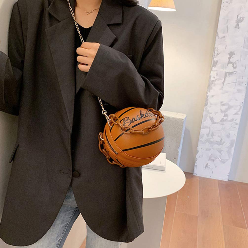 Basketball Shaped Shoulder Bag - Leather Crossbody Purse for Sports & Travel