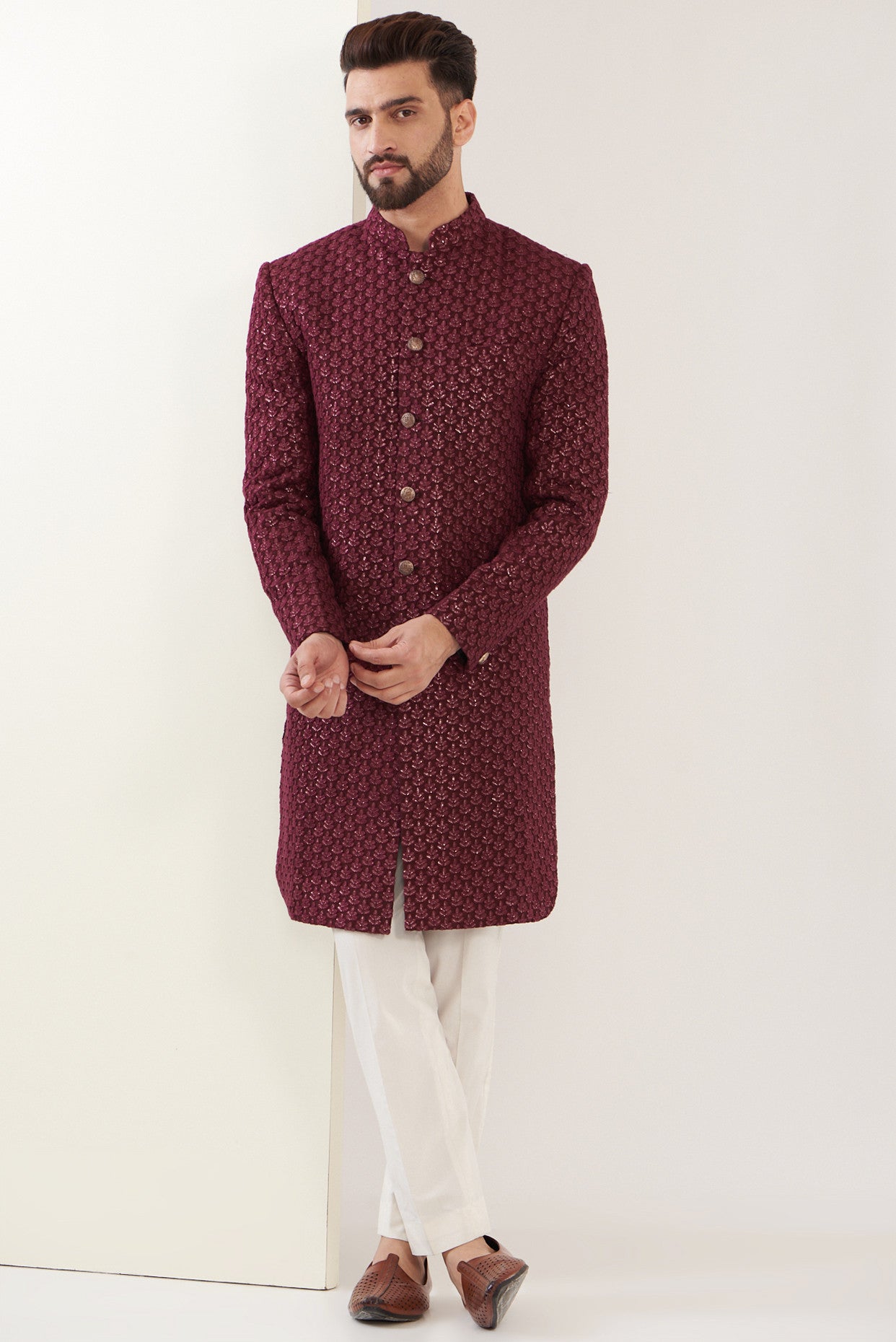 Elegant Maroon Royal Cut Indo-Western Dress for Women | Perfect for Weddings, Parties & Special Occasions