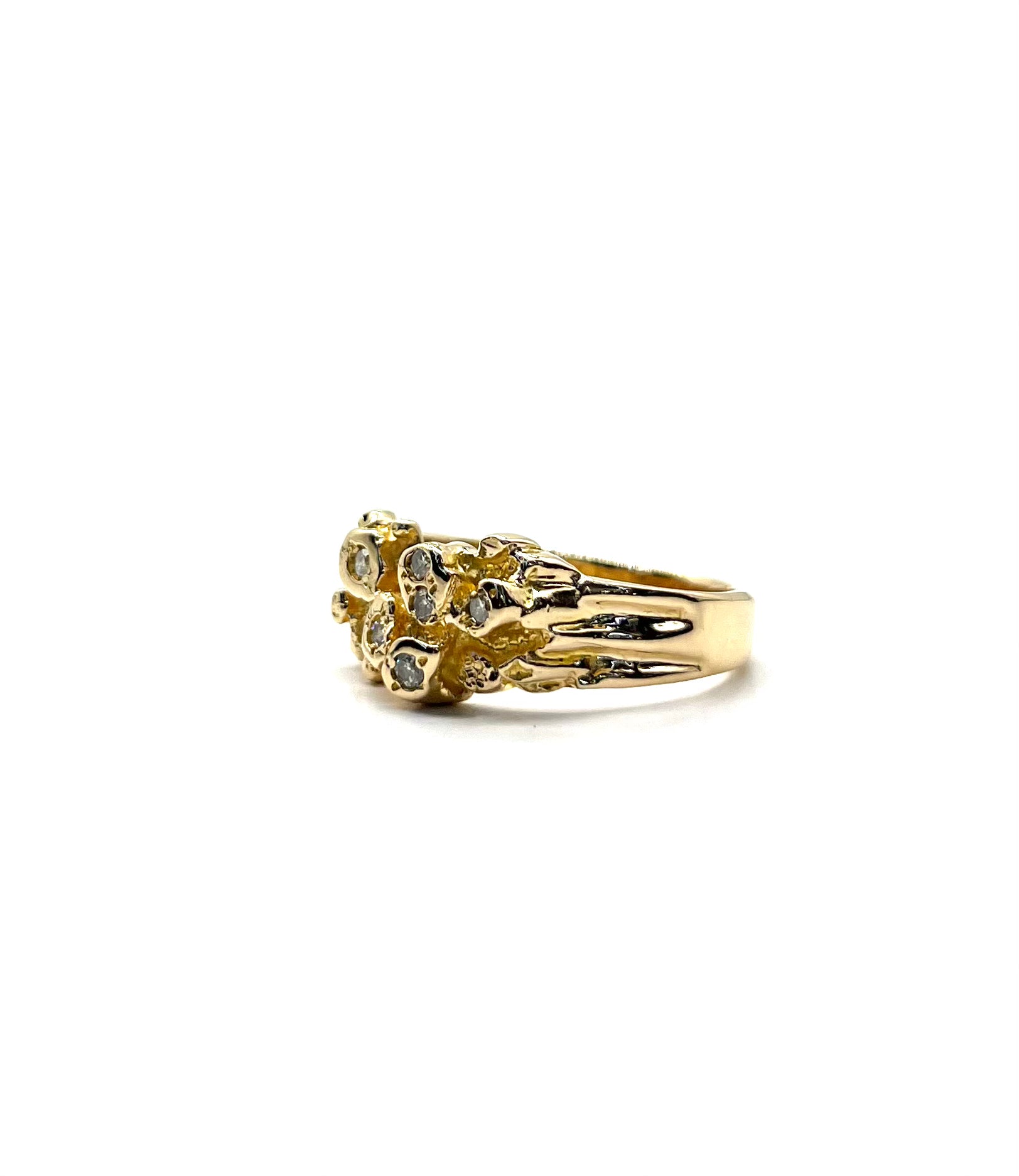 14K Gold Diamond Nugget Ring for Women - Elegant Stackable Jewelry for Everyday Wear & Special Occasions