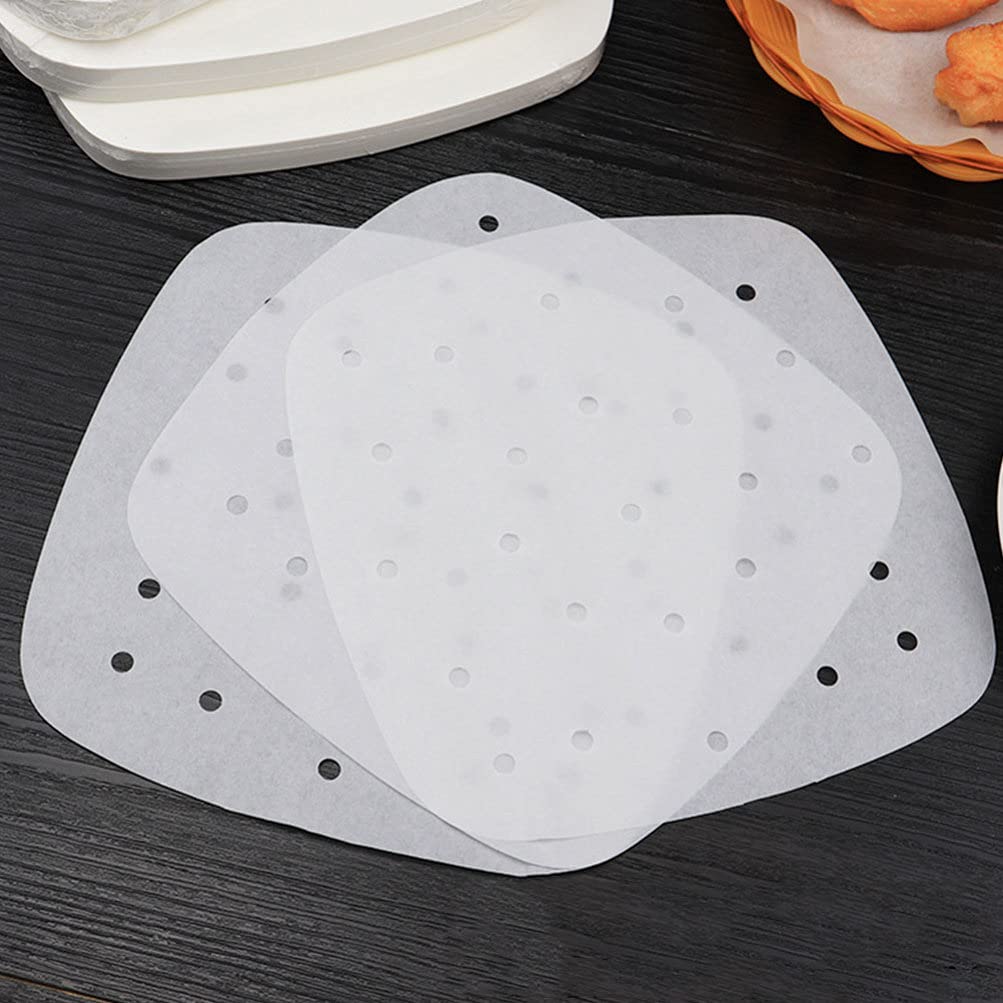 DOITOOL 400pcs Square Perforated Air Fryer Parchment Paper Liners - Nonstick Bamboo Steamer Liner for Air Fryers, Steaming Baskets, Oven Baking & Cooking (18cm) - Perfect for Healthy Meal Prep, Reheating & Crispy Snacks