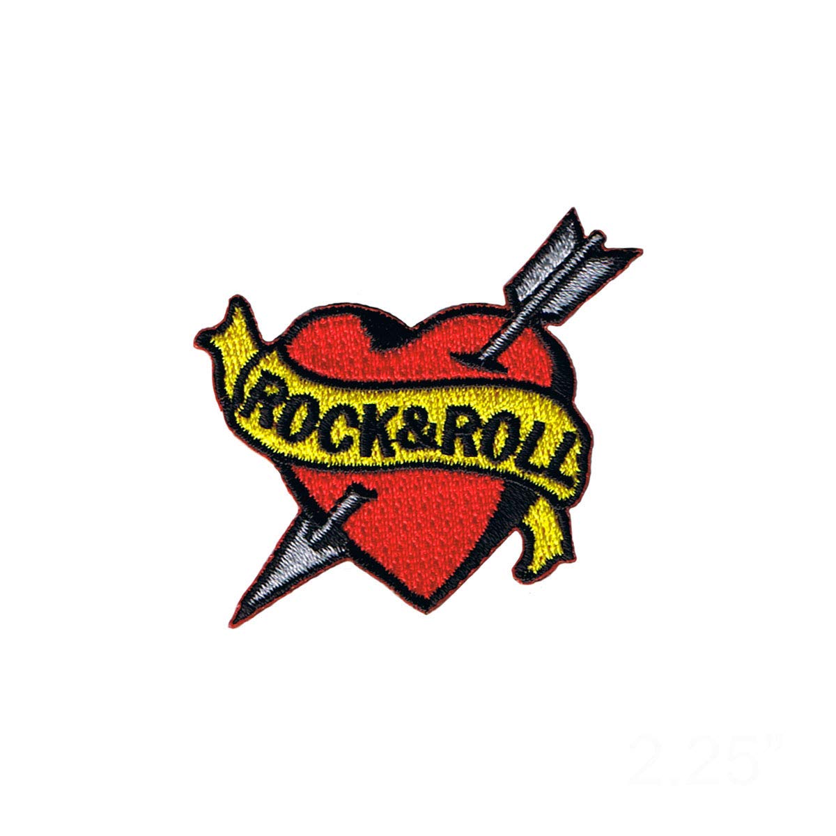 Vintage Rock and Roll Heart Tattoo Iron On Patch - Punk Style Embroidered Arrow Banner for Jackets, Bags, Hats & DIY Crafts | Punk Fashion Accessories & Costume Decorations | Perfect for Biker Jackets, Denim Vests, Festival Outfits & Music Lovers | Great for Concerts, Halloween Costumes, Band Merchandise & Rocker Style Outfits | Ideal for Punk Rock Concerts, Music Festivals, DIY Fashion Projects & Vintage Style Enthusiasts
