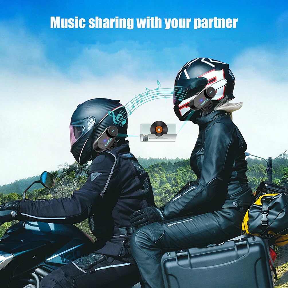 FreedConn TCOM-VB Motorcycle Helmet Bluetooth Intercom Kit - 800m Range, FM Radio, MP3, GPS & Phone Connectivity for 2-3 Riders - Perfect for Group Rides, Touring & Adventure Motorcycling (1 Pack)