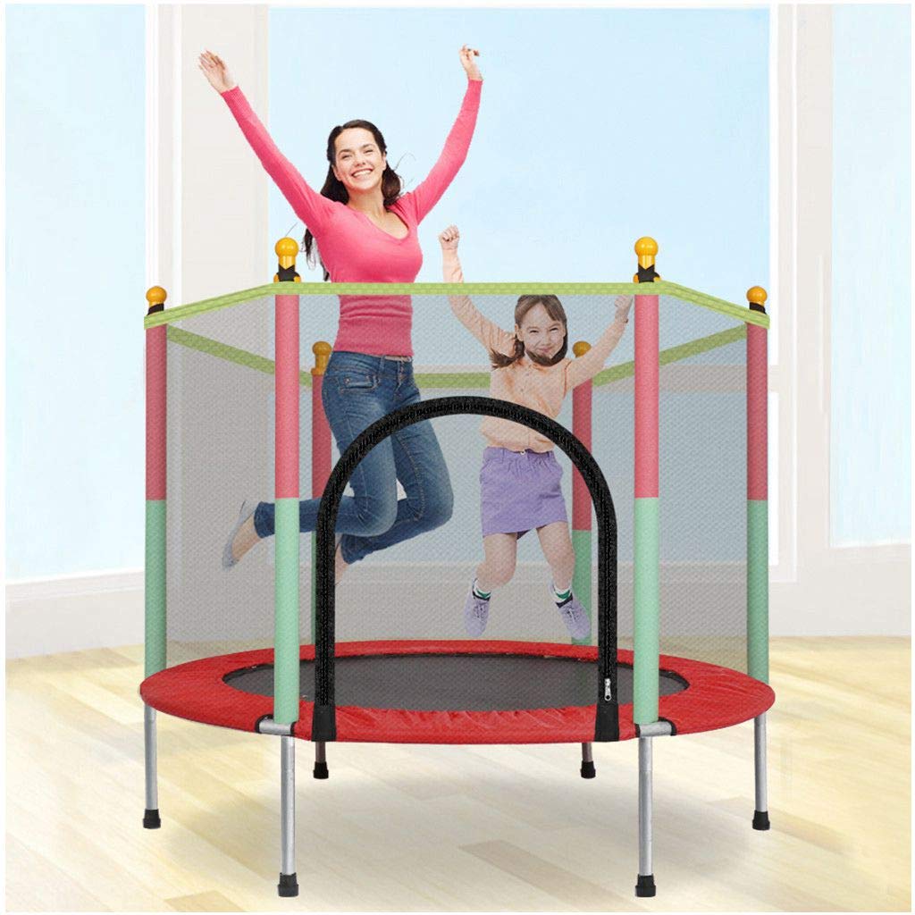 Best 5FT Kids Trampoline with Safety Enclosure Net - Heavy Duty Indoor/Outdoor Round Bounce Jumper for Toddlers | Durable Jumping Mat | Perfect Birthday Gift for Boys & Girls | Great for Backyard, Playroom & Outdoor Activities (US Stock)