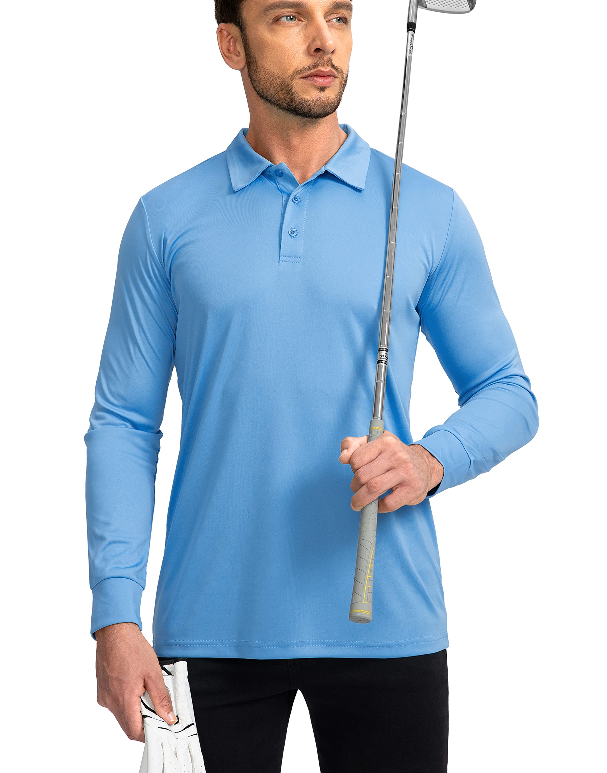 Men's Long Sleeve Polo Shirt - UPF 50+ Sun Protection Golf Shirt, Lightweight & Breathable for Work, Fishing & Outdoor Activities | Perfect for Golfing, Hiking & Summer Wear