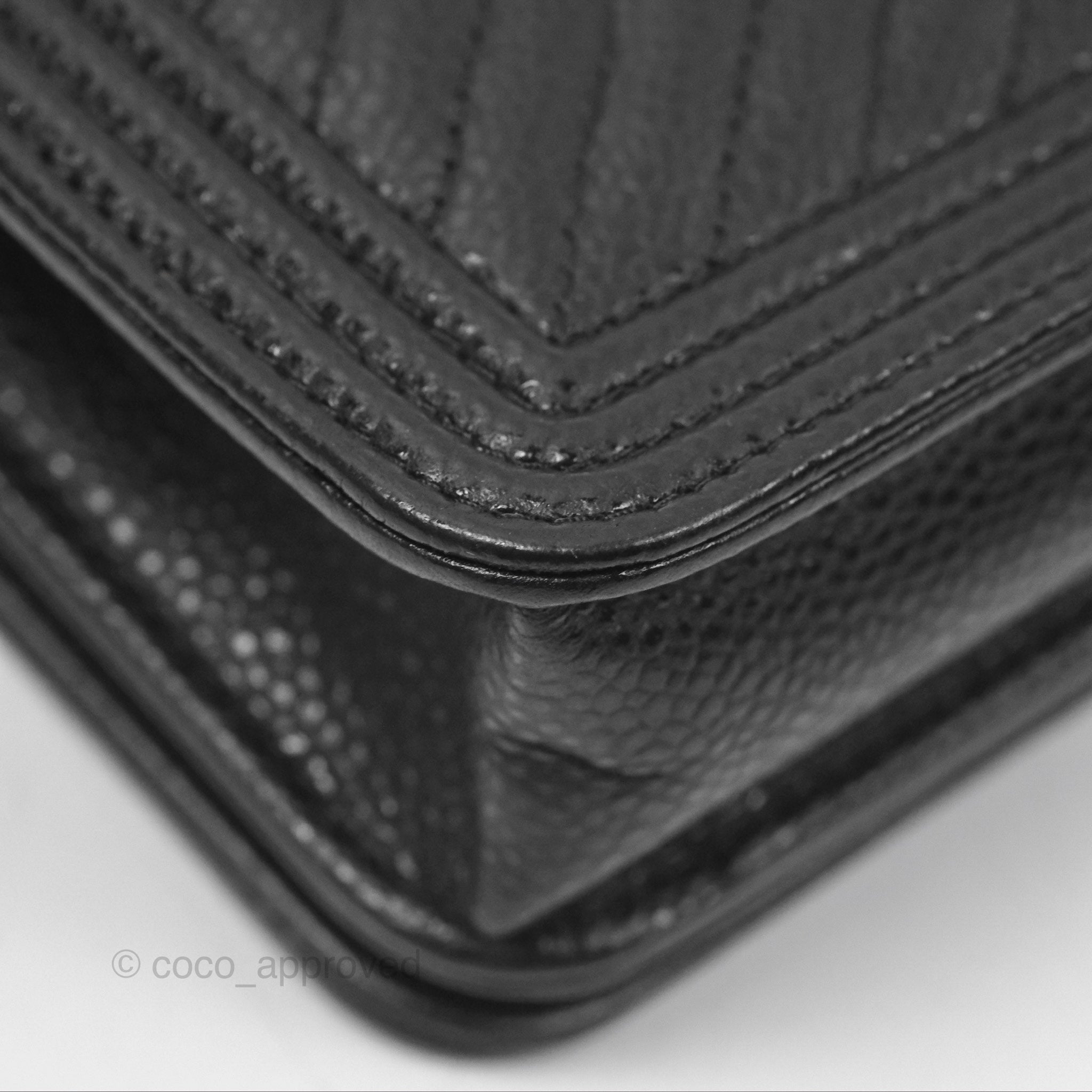 Chanel Chevron Boy Wallet on Chain WOC Black Caviar Leather with Silver Hardware - Luxury Crossbody Bag for Women, Perfect for Evening Parties & Date Nights