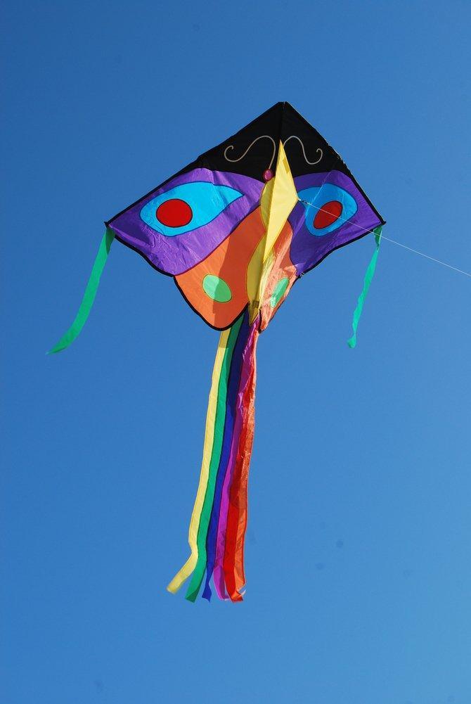 Butterfly Large Easy Flyer Kite - Purple & Orange Outdoor Kite for Kids & Adults - Perfect for Beach, Park & Family Fun Days