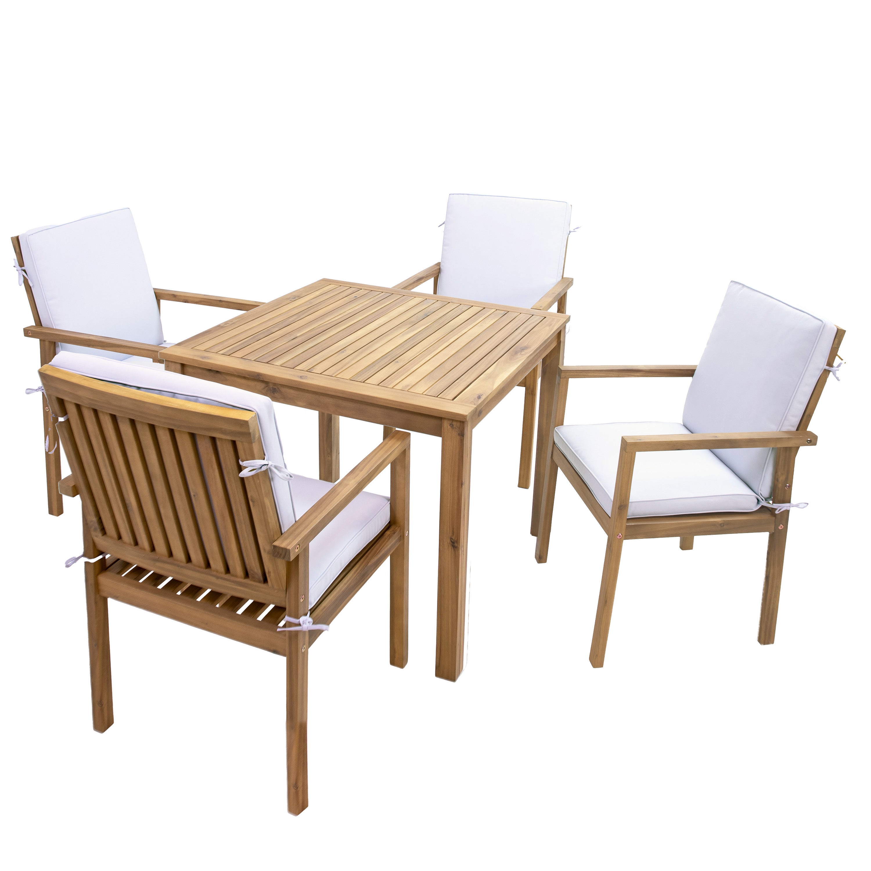 Sunnydaze Rodanthe 5-Piece Outdoor Dining Set with Weather-Resistant Chairs & Cushions - Perfect for Patio, Garden, Backyard & Poolside Entertaining