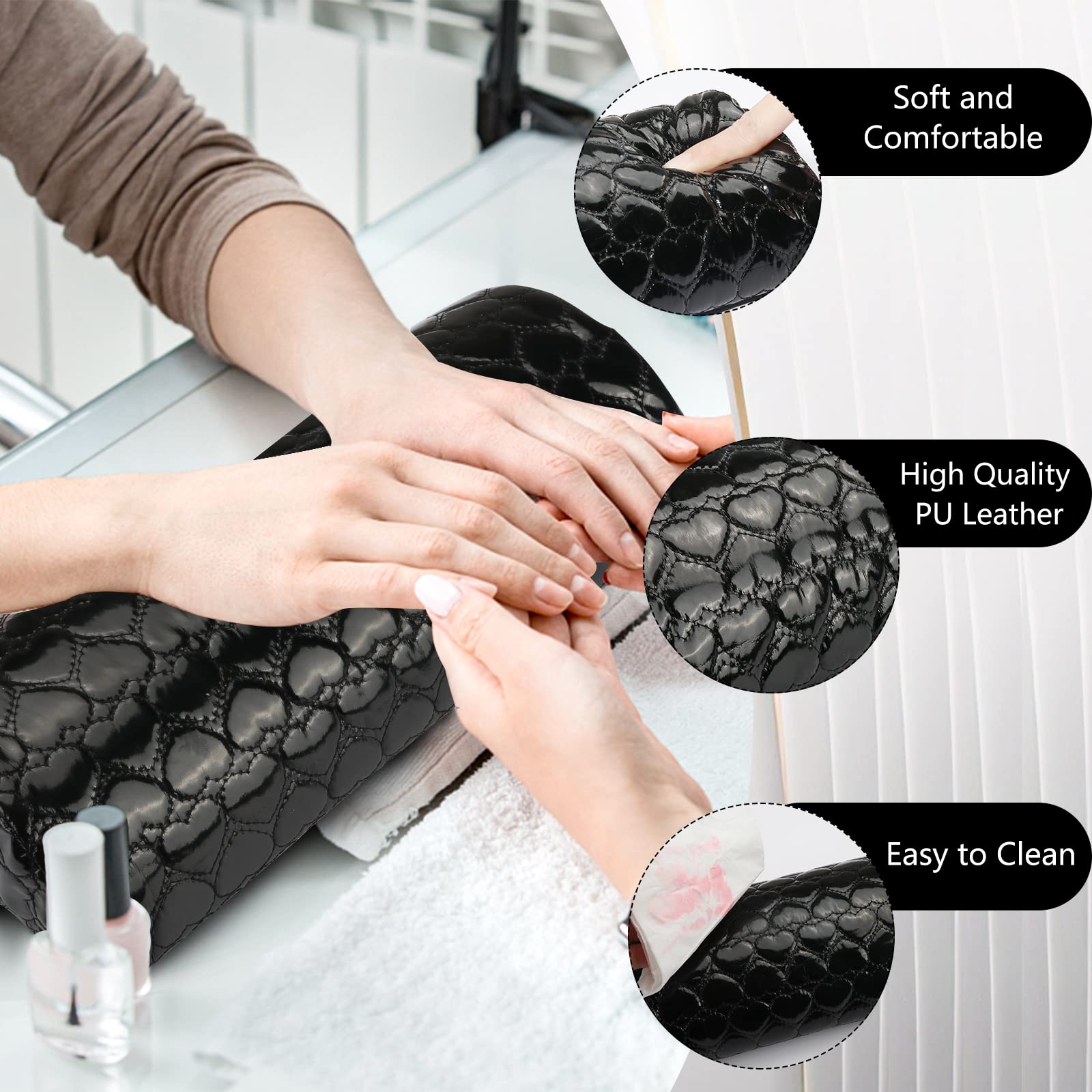 Professional PU Leather Nail Hand Rest Cushion - Ergonomic Arm Support Pillow for Manicure & Nail Art, Perfect for Salon, Spa & Home Nail Care Stations