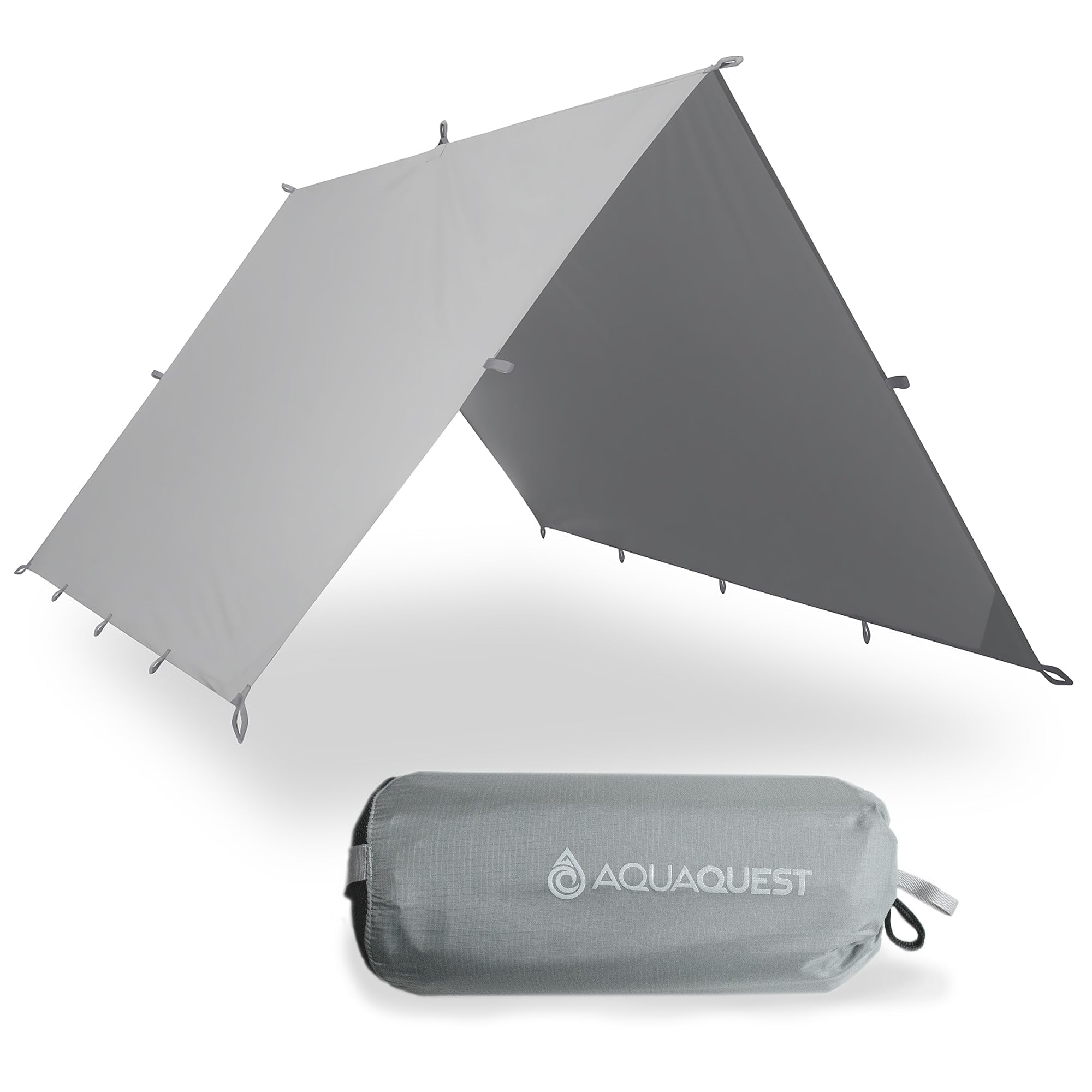 AquaQuest Guide Waterproof Camping Tarp - Ultralight Tent Rain Fly Cover for Hiking, Backpacking, Hammock & Survival Gear | Perfect for Outdoor Adventures, Emergency Shelter & All-Weather Protection