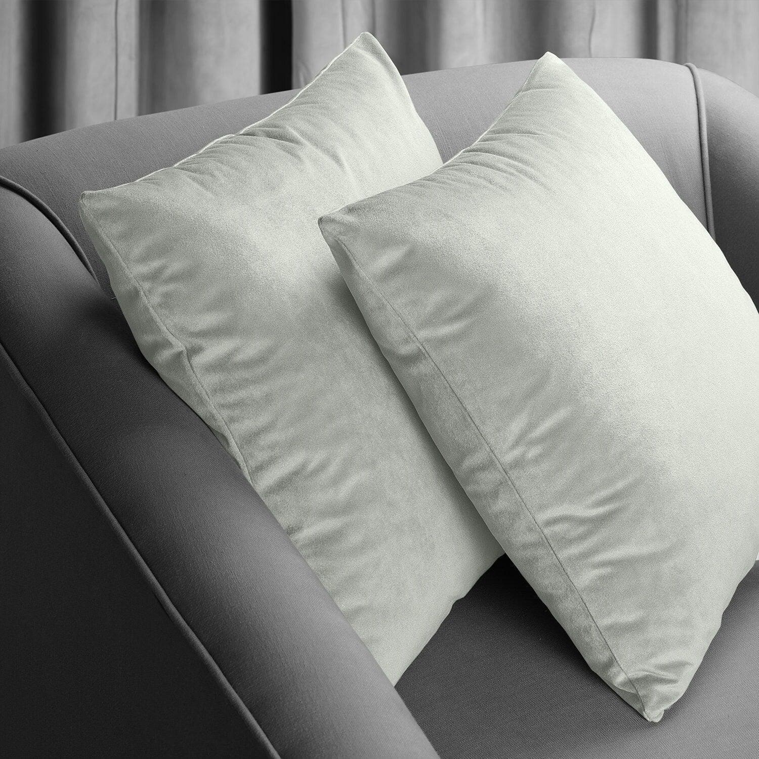 Premium Reflection Grey Signature Velvet Cushion Covers (Set of 2) - Soft Luxury Pillow Cases for Sofa, Bed & Home Decor - Perfect for Living Room, Bedroom & Cozy Spaces