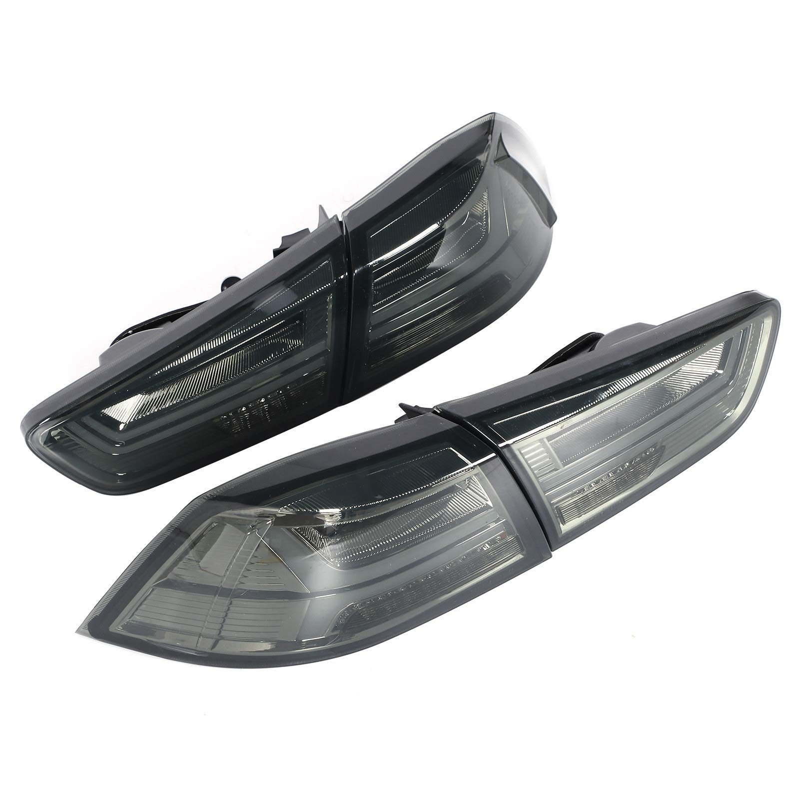 Smoke Lens LED Tail Lights - YAB-YS-0155B Waterproof Full LED Dynamic Brake Lights for Mitsubishi Lancer/Evo X 2008-2017 - Perfect for Night Driving & Car Customization