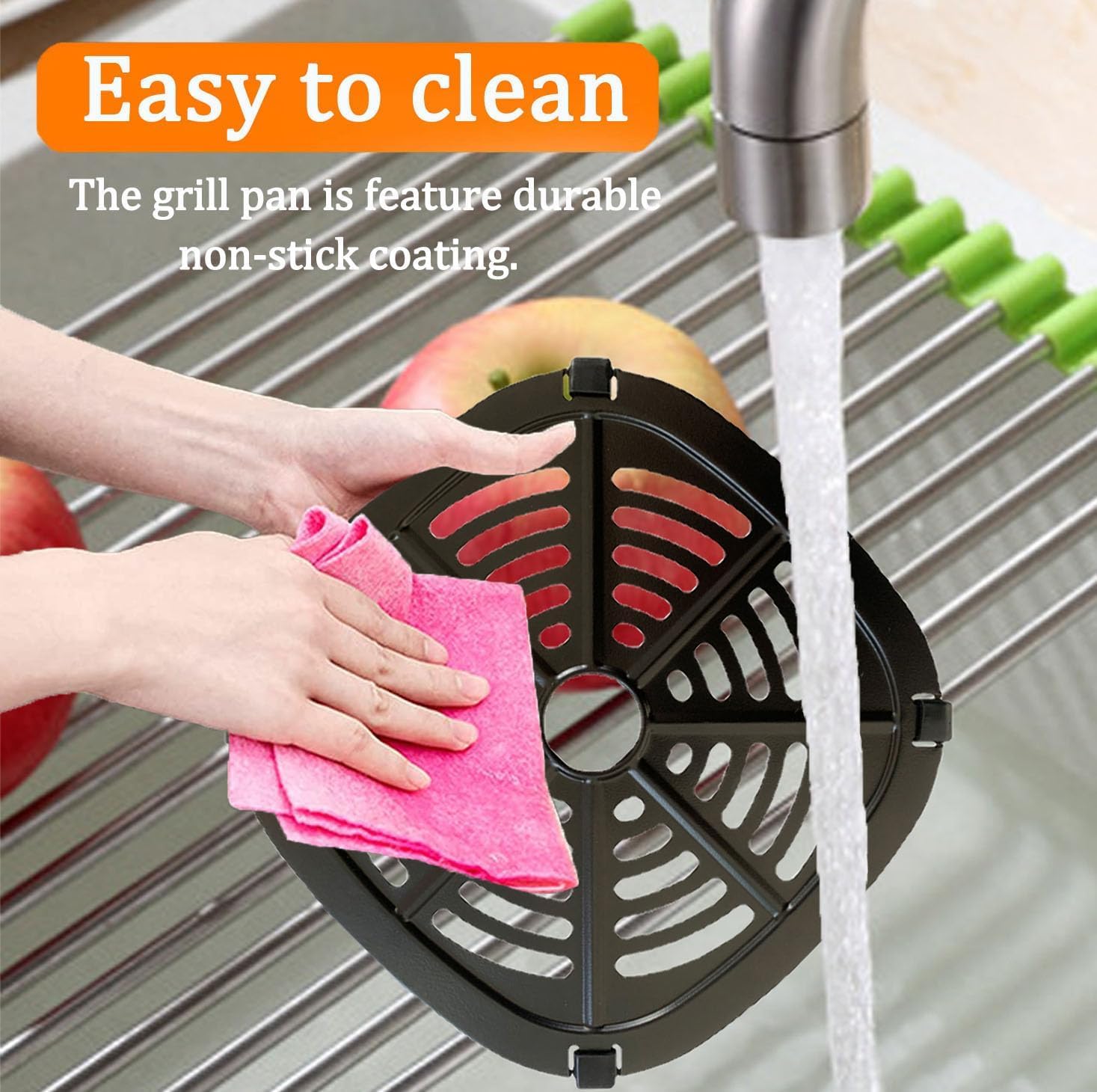 Upgraded 2.6QT Nonstick Air Fryer Crisper Plate & Grill Pan for DASH Air Fryers - Dishwasher Safe Accessory for Healthier Frying, Grilling & Roasting - Perfect for Chicken Wings, French Fries & Vegetables