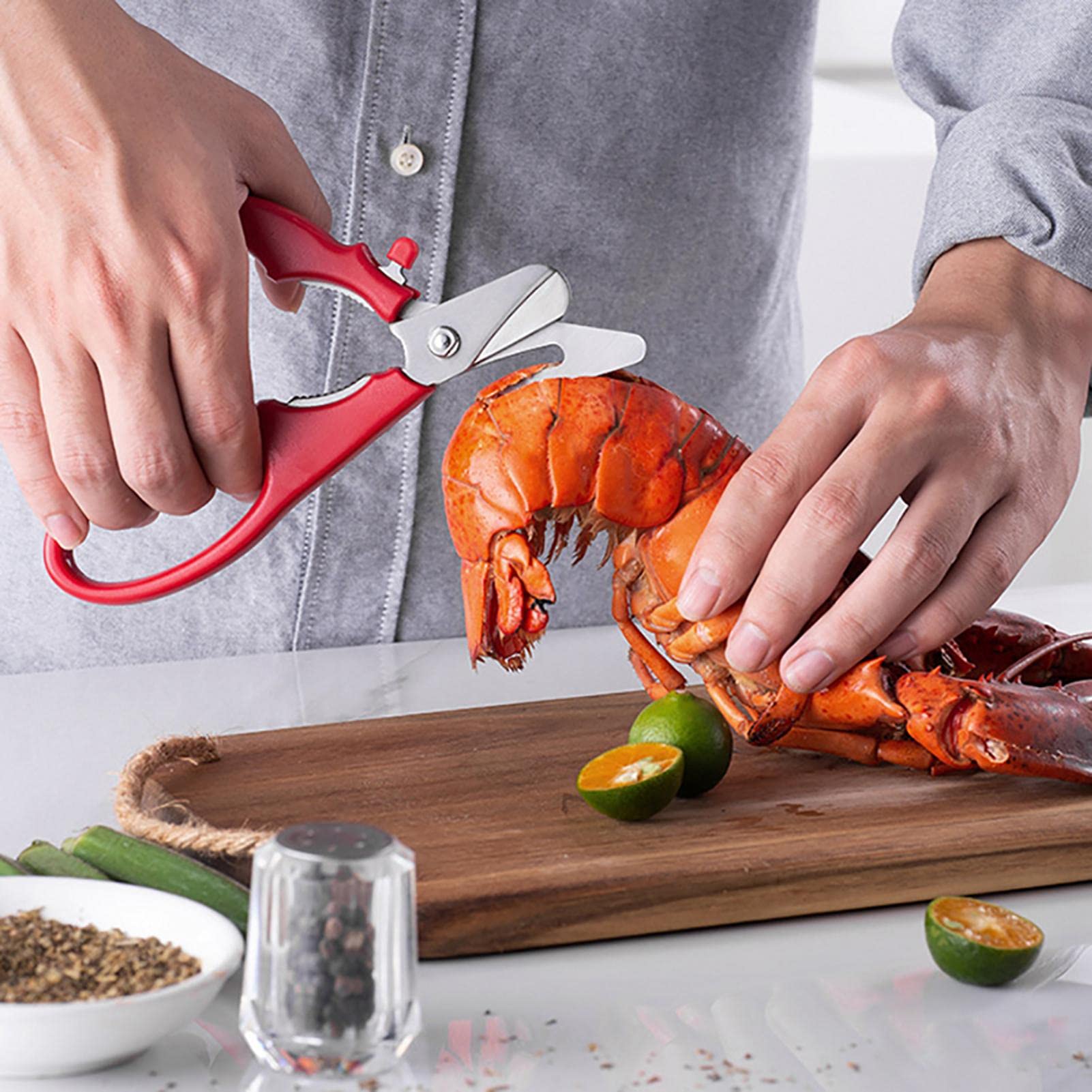 Premium Stainless Steel Seafood Scissors Set - Detachable Kitchen Shears for Lobster, Crab, Fish & Shrimp | Heavy Duty Seafood Tools for Shell Cracking & Food Prep | Perfect for Home Cooking & Restaurant Use