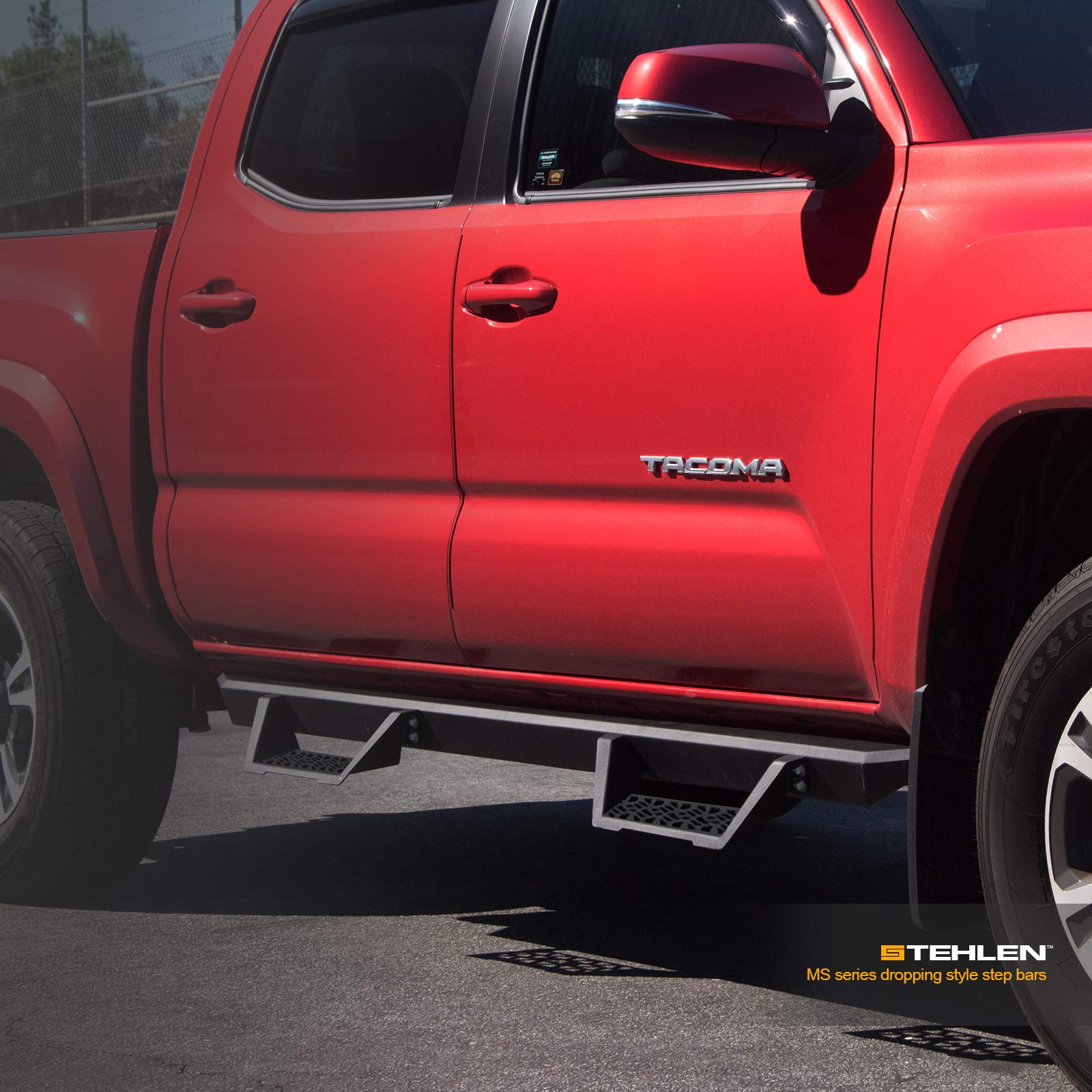733469494423 Compatible Matte Black Running Boards for 2007-2018 Chevy Silverado & GMC Sierra / 2019 LD Limited Double Cab - Heavy Duty Drop Step Side Nerf Bars - Perfect for Off-Roading, Truck Accessories & Enhanced Vehicle Entry/Exit