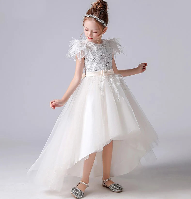 Sparkly Sequined Tulle Flower Girl Dress for Birthday Party, Junior Bridesmaid Wedding Gown - Perfect for Special Occasions, Pageants & Photo Shoots