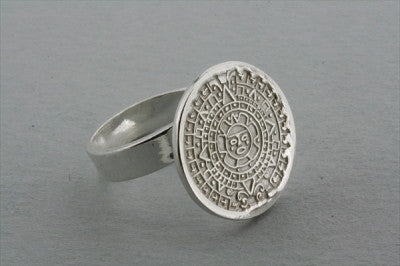 Authentic Mayan Calendar Ring in Sterling Silver - Handmade Aztec Jewelry for Men & Women - Perfect for Gifts, Spiritual Healing & Cultural Fashion