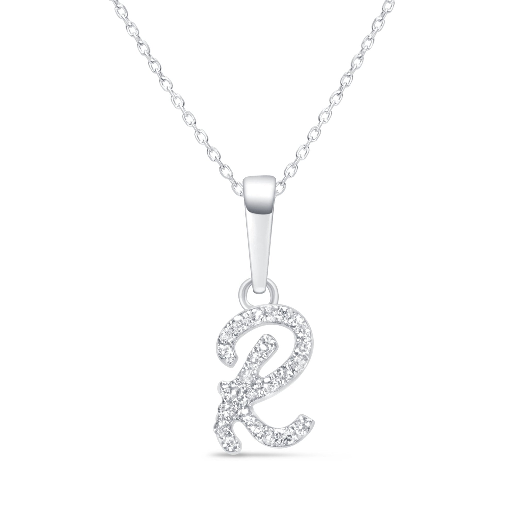 14K White Gold Cursive Diamond Initial Necklace - Personalized Name Jewelry for Women, Elegant Monogram Pendant Gift for Her, Perfect for Birthdays, Anniversaries & Special Occasions