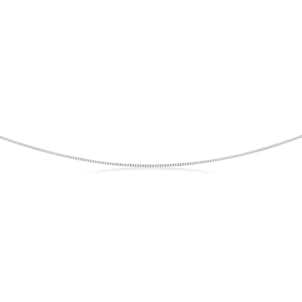 9ct White Solid Gold Curb Chain 45cm Long Diamond Cut - Elegant Jewelry for Women, Perfect for Everyday Wear, Gifts & Special Occasions