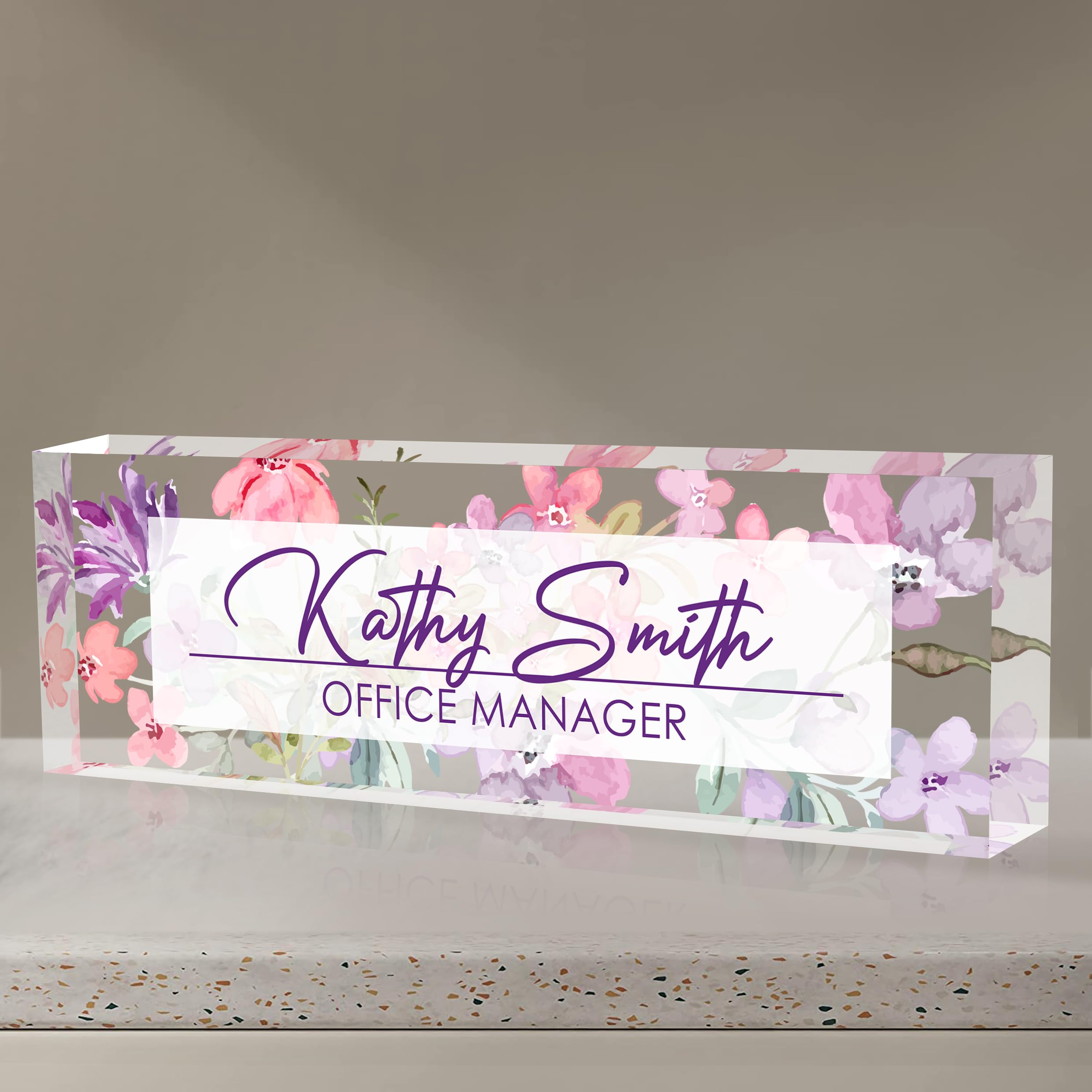 Custom Acrylic Desk Name Plate - Personalized Office Name Sign for Boss, Teacher, Coworkers & Employees - Perfect Office Desk Accessory & Professional Gift for Work, Retirement & Appreciation