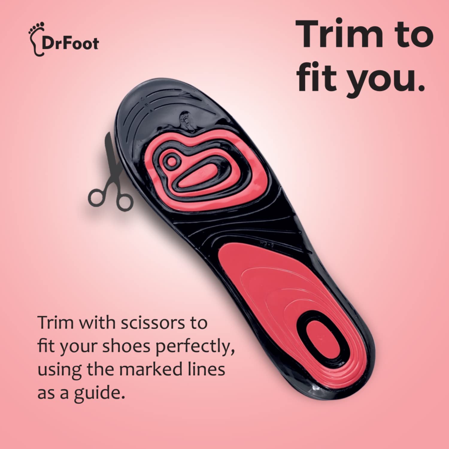 Dr Foot Arch Support Insoles for Women & Men - Gel Shoe Inserts for Flat Feet, Plantar Fasciitis Relief - Comfortable Silicone Cushion Insoles with Dual Gel Technology - Perfect for Running, Walking & All-Day Wear