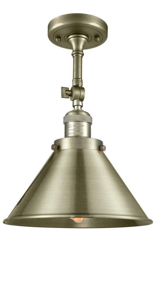 Innovations 201F-AC-M10-AC-LED Semi-Flush Mount Ceiling Light Fixture - Vintage Copper Finish LED Lighting for Bedroom, Kitchen, Hallway & Dining Room