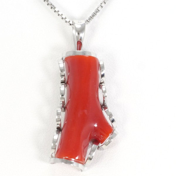18K White Gold Coral Necklace for Women - Elegant Handmade Jewelry Gift for Anniversary, Birthday & Valentine's Day | Perfect for Beach Weddings, Summer Parties & Special Occasions