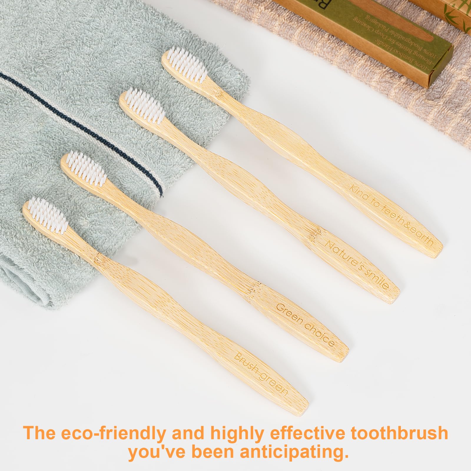 Eco-Friendly Bamboo Toothbrushes with Flossing Bristles - 4 Pack Soft Bamboo Toothbrushes for Adults | Sustainable Oral Care for Travel, Home & Zero Waste Lifestyle