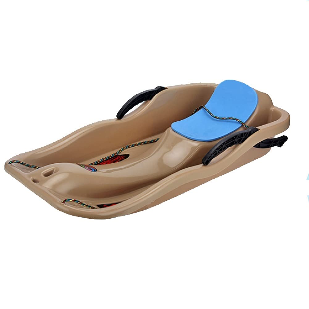 Best Snow Sled for Kids & Adults - Heavy Duty Downhill Toboggan with Cushioned Seat & Pull Rope - Perfect for Winter Skiing, Snowboarding & Outdoor Family Fun