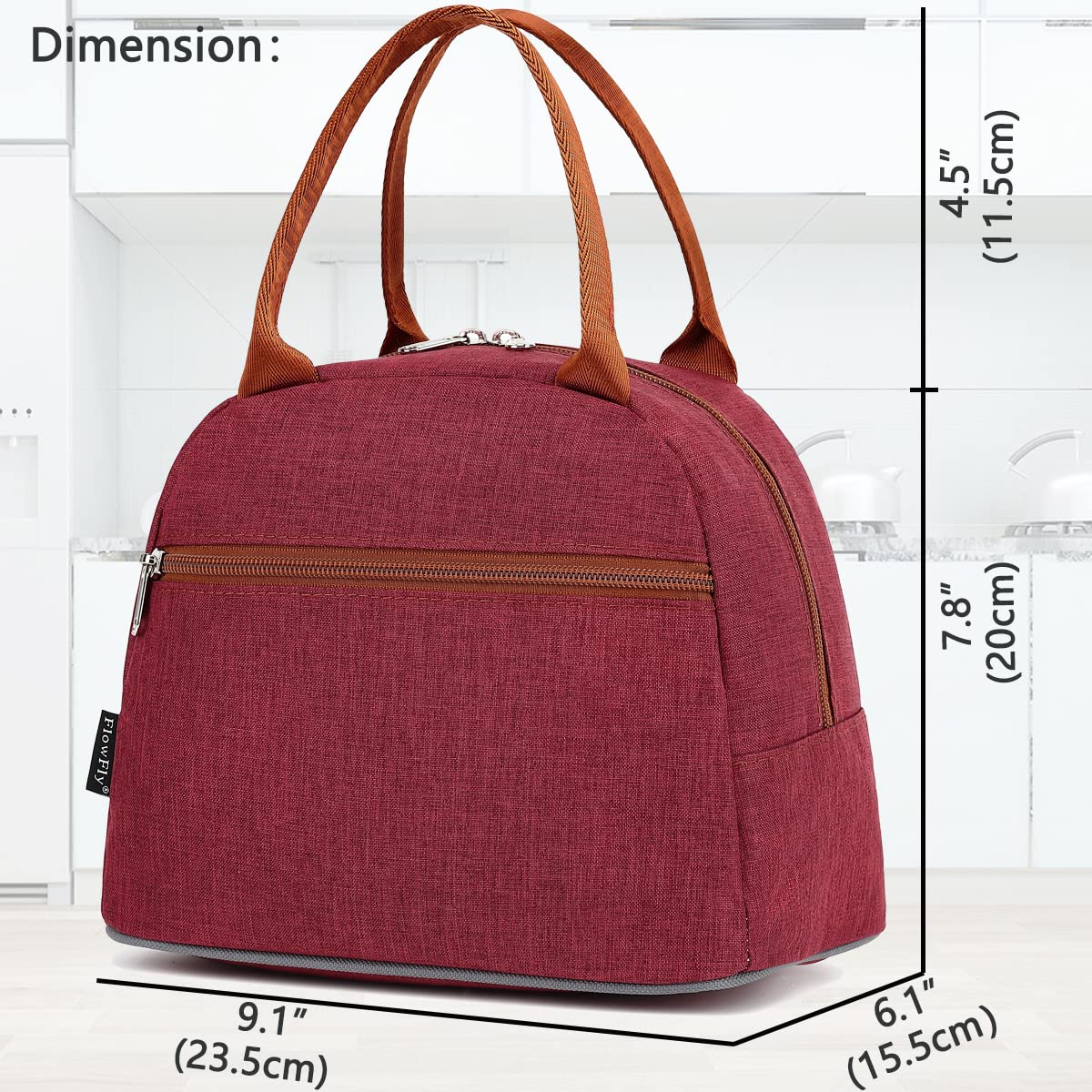 FlowFly Insulated Lunch Cooler Bag for Women & Men - Reusable Tote Lunch Organizer with Handle, Leakproof & Thermal, Perfect for Work, School, Picnics & Outdoor Activities (Red)