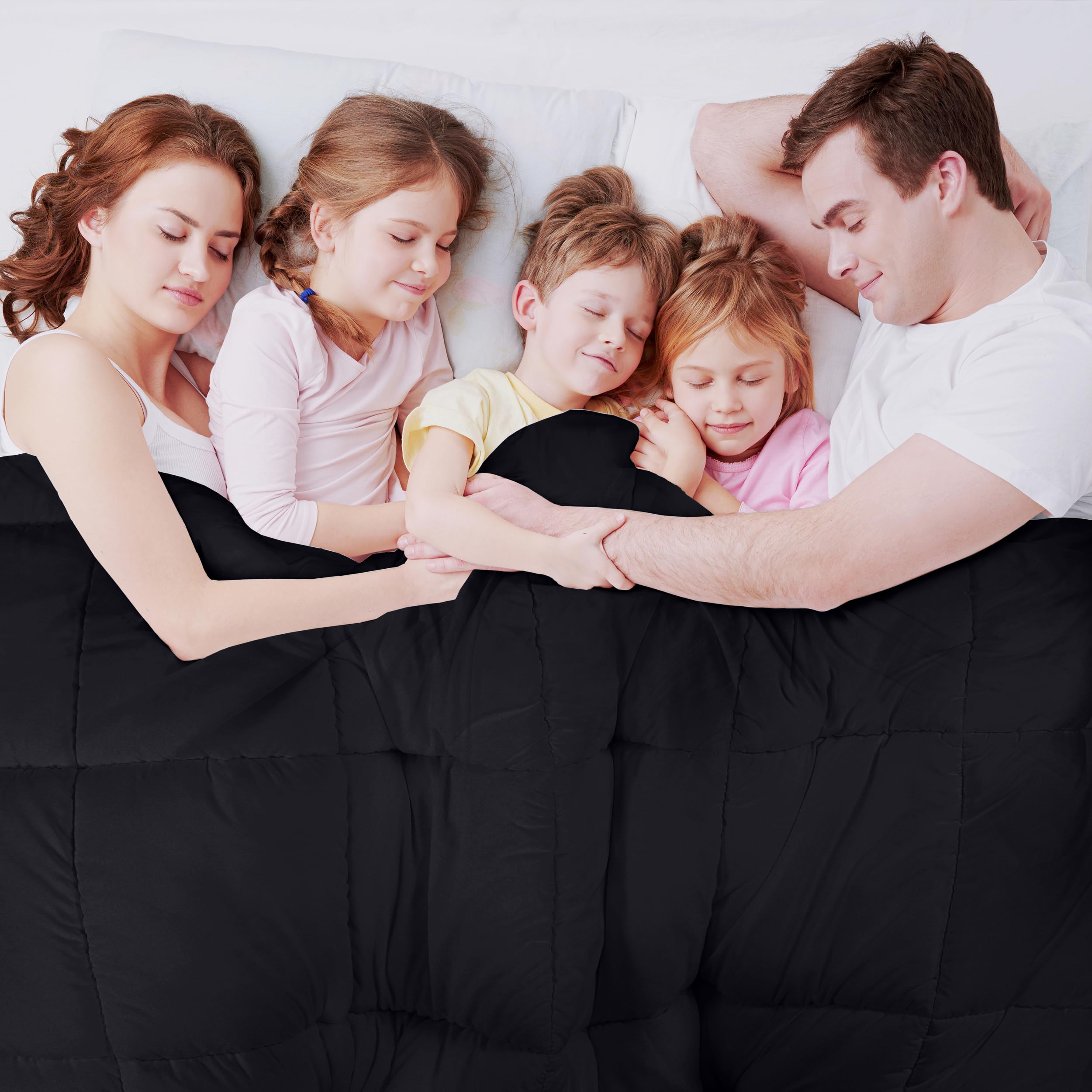 Utopia Bedding All Season Down Alternative Quilted King Comforter Set - Hypoallergenic Duvet Insert with Corner Tabs, Machine Washable, Soft & Breathable (Black, 4-Pack) - Perfect for Master Bedroom, Guest Room & Luxury Hotels