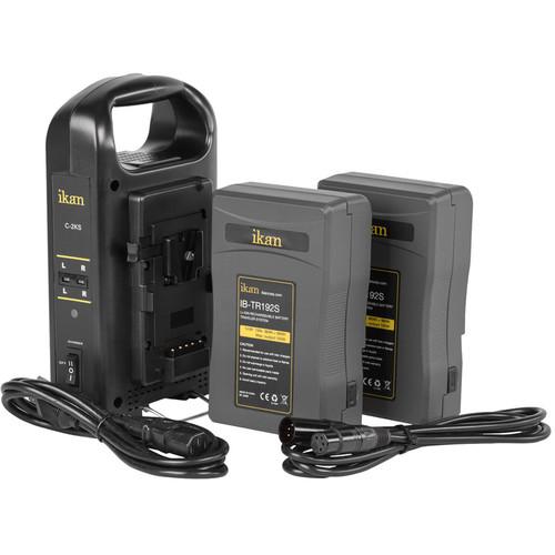 iKan C 2KS KIT 192 Pro Power Kit with Batteries & Dual V-Mount Charger for Professional Video & Photography - Perfect for Film Sets, Live Streaming & Outdoor Shooting