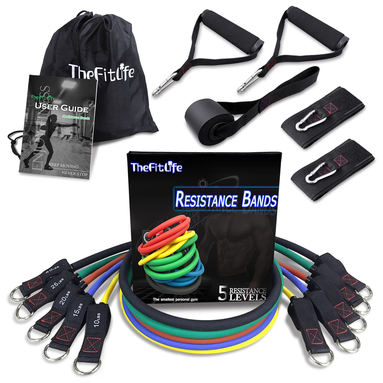 Premium Resistance Bands with Handles - Heavy Duty Workout Bands for Home Gym, Strength Training & Physical Therapy - Includes Ankle Straps, Door Anchor - Ideal for Men & Women of All Fitness Levels (Beginner to Advanced) - Perfect for Home Workouts, Yoga, Pilates & Rehabilitation Exercises
