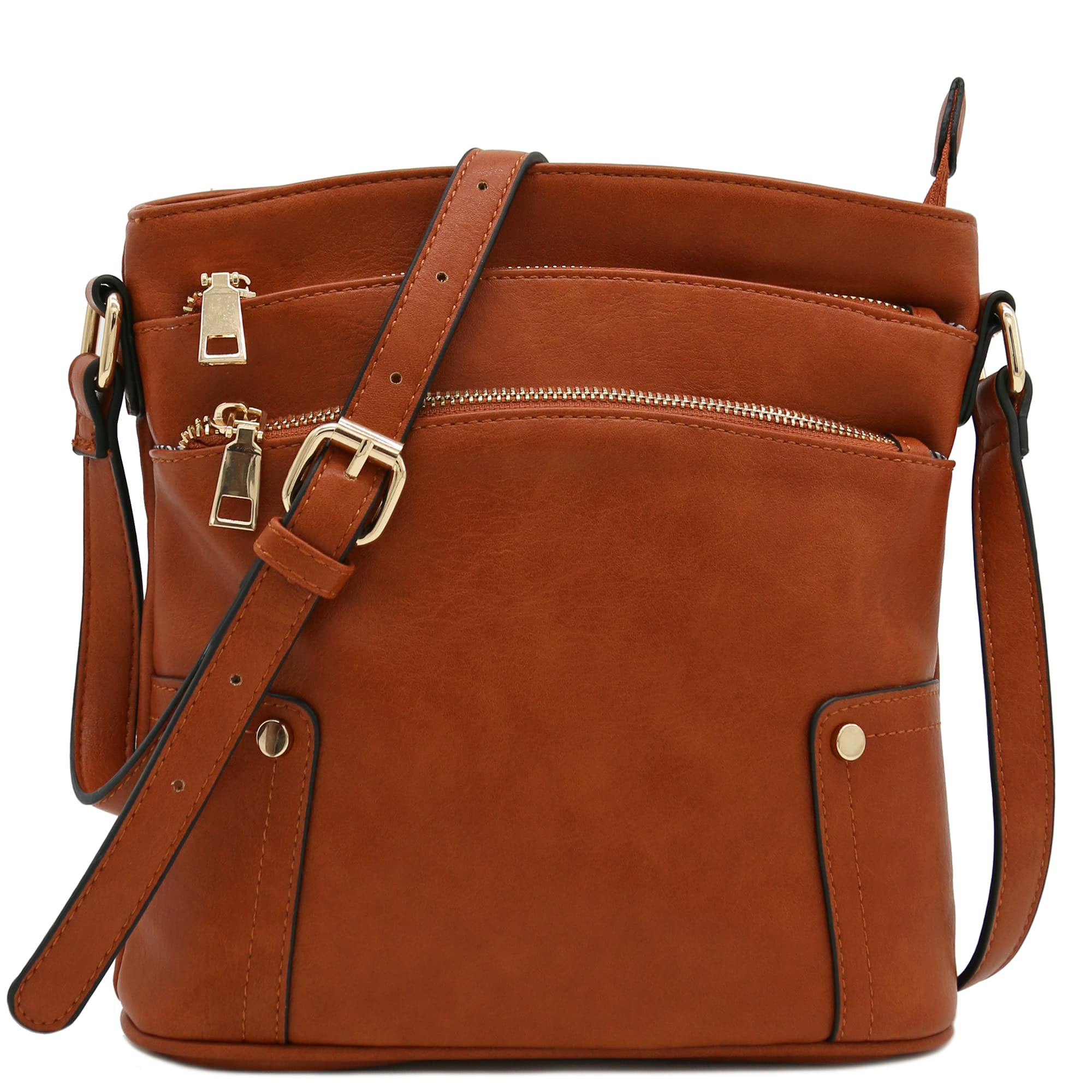 Stylish Triple Zip Pocket Crossbody Bag for Women - Medium Size Anti-Theft Shoulder Purse - Perfect for Travel, Shopping, and Everyday Use