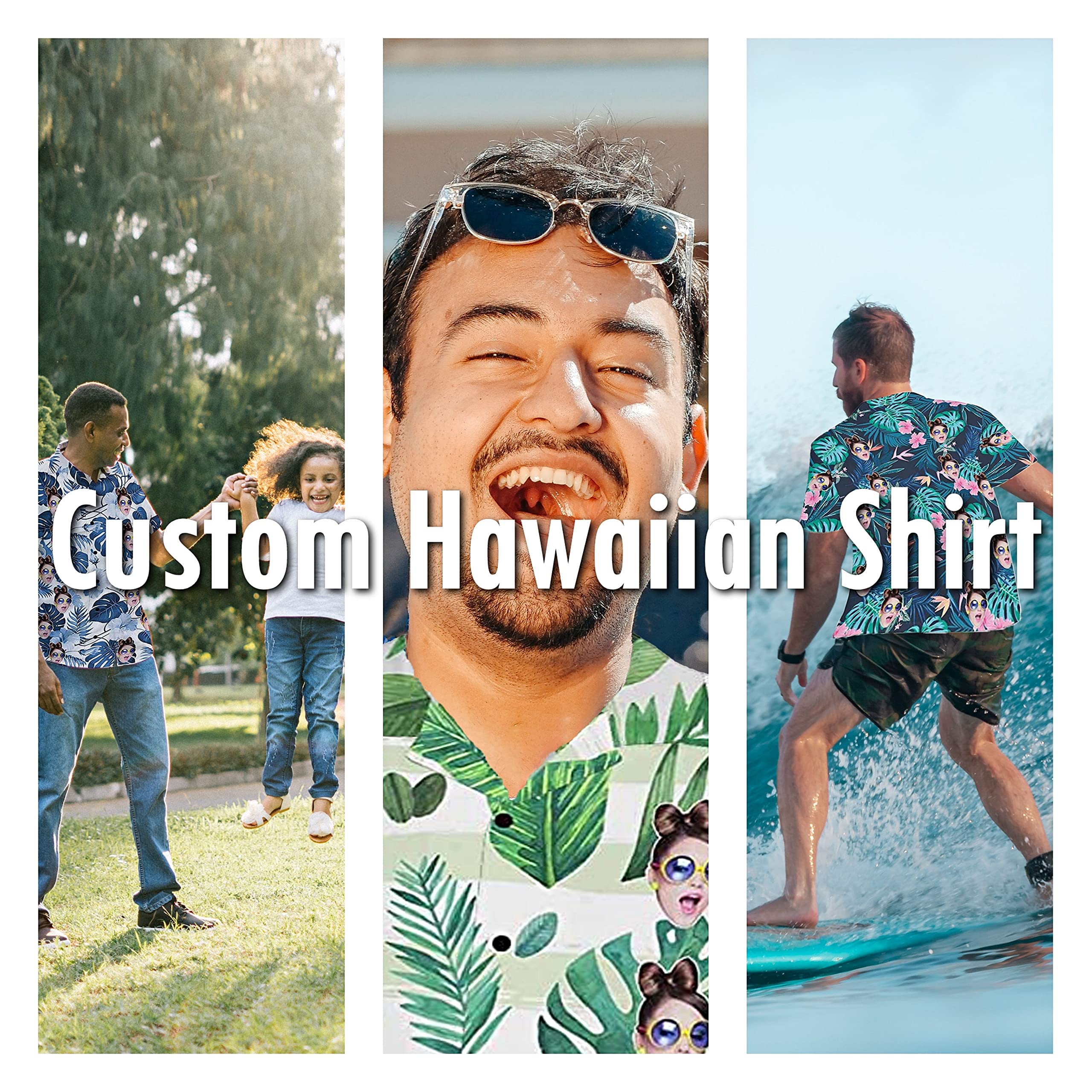 Custom Hawaiian Shirt for Men with Pet Dog Print - Personalized Aloha Shirts for Dad & Grandpa | Beach Vacation, Luau Party, Summer Casual Wear