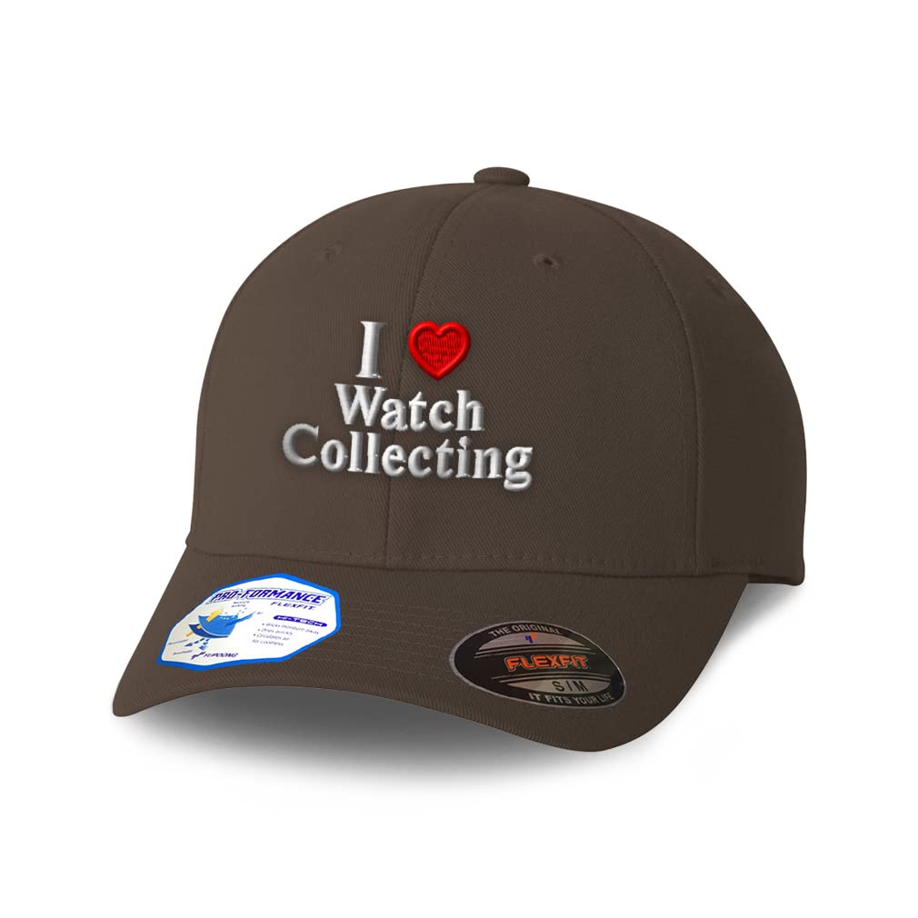 Custom Flexfit Hats for Men & Women - Love Watch Collecting Heart Design - Adjustable Baseball Cap for Hobby Enthusiasts - Perfect for Outdoor Activities, Sports Events & Gift Giving