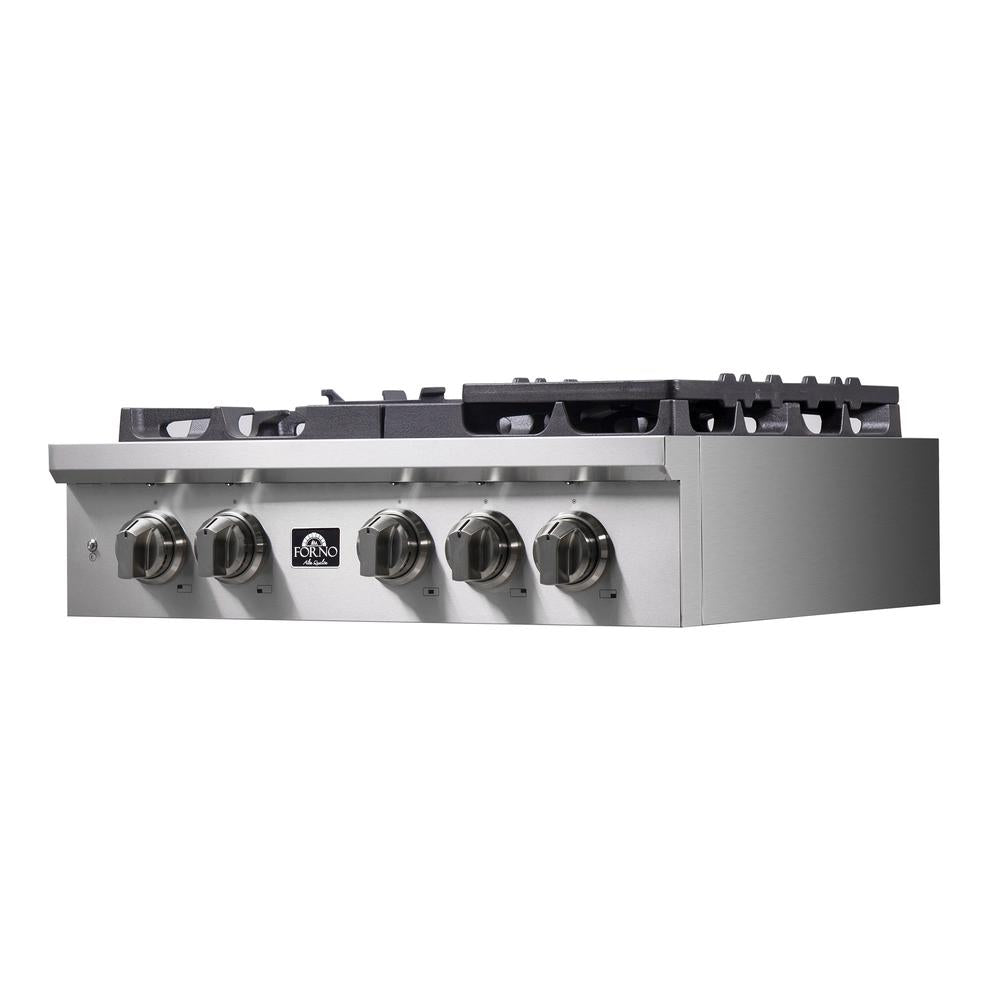 Forno Spezia 30 Inch 5 Burner Professional Gas Rangetop with Wok Ring & Griddle - Stainless Steel Cooktop (Model FCTGS5751 30) for Home Kitchen & Asian Cooking