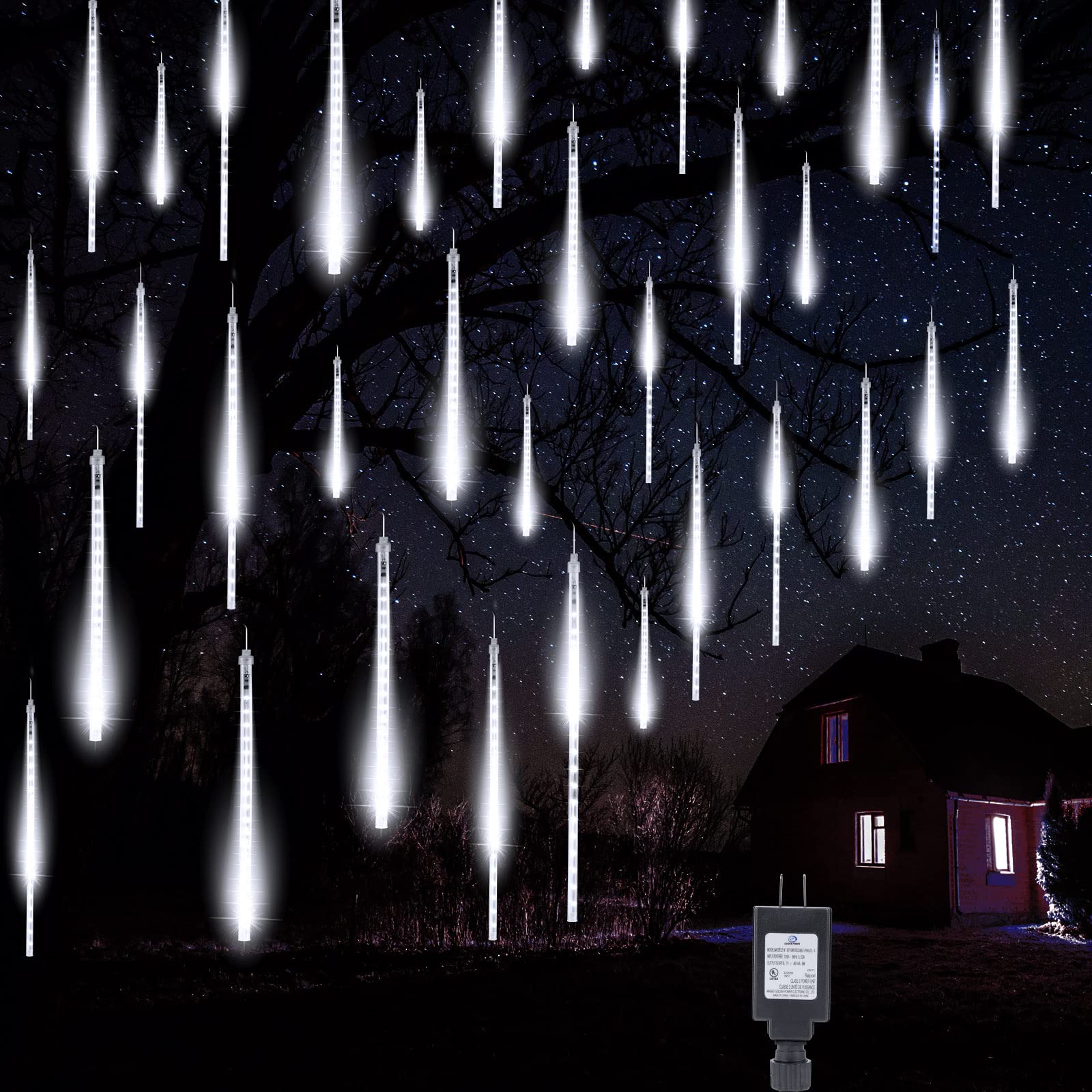 360 LED Meteor Shower Lights Outdoor - 16 Inch 10 Tubes Waterproof Snowfall Christmas Lights for Trees, Bushes & Holiday Decorations | Perfect for Christmas Party, Garden, Yard & Winter Decor (White)